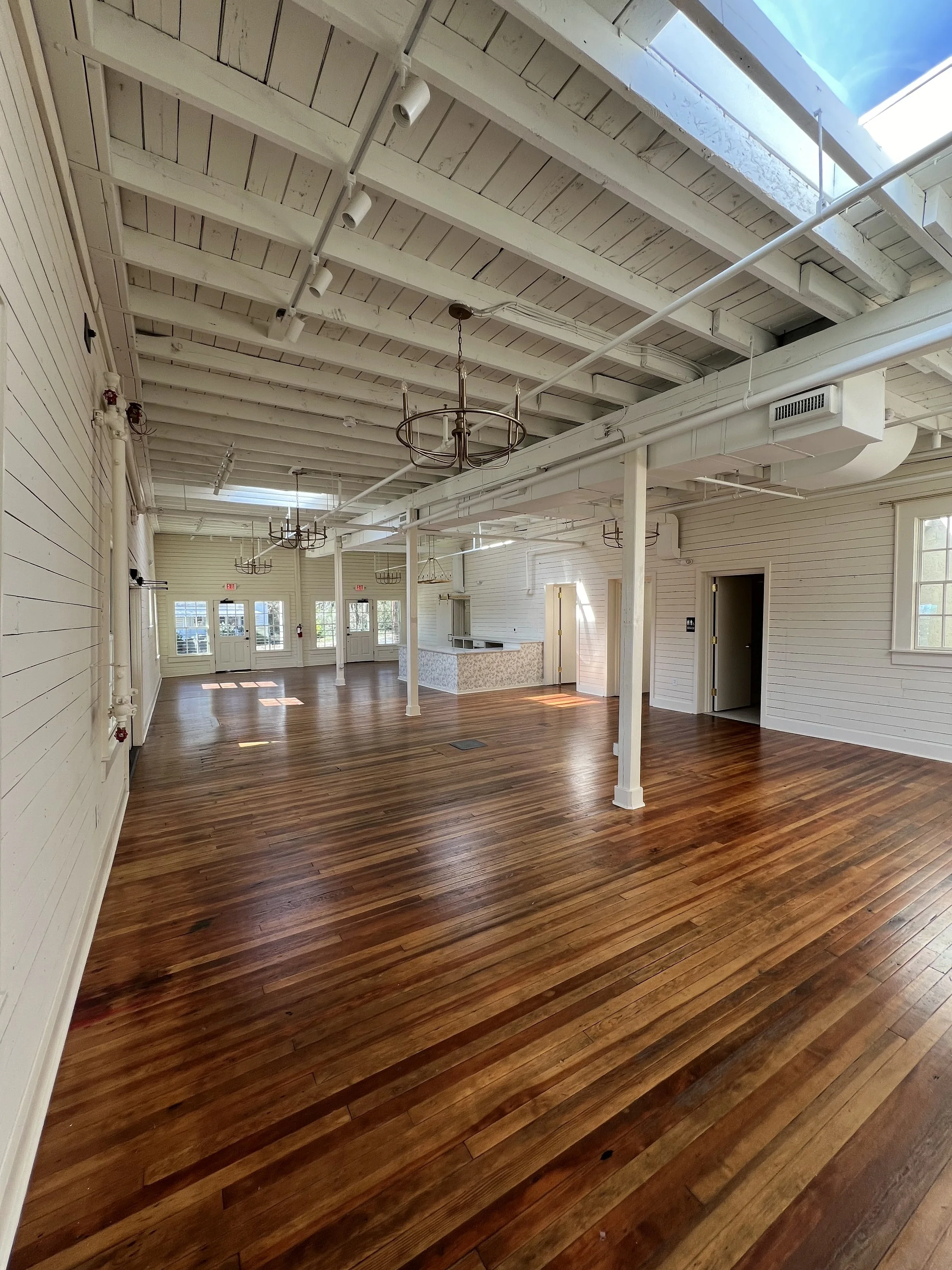 Spacious interior of The Reverie, a Winston-Salem event venue used for Mom League classes and celebrations.