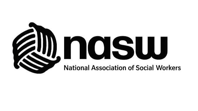 Logo of the National Association of Social Workers (NASW) featuring a stylized globe and the acronym 'NASW' with the full name underneath.