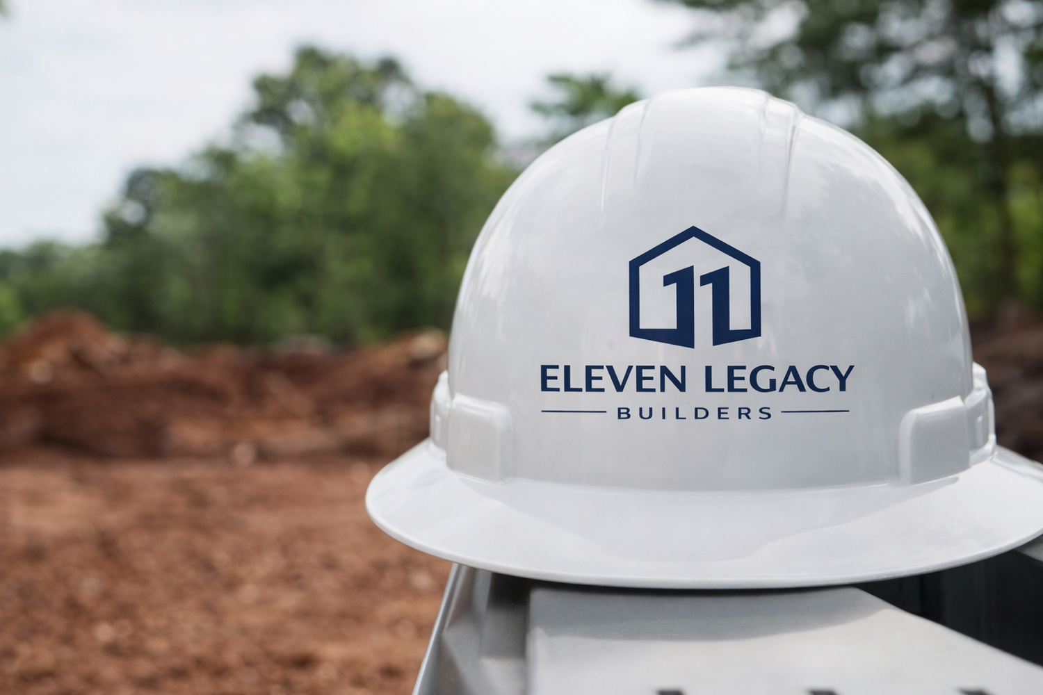 Eleven Legacy Builders branded construction helmet