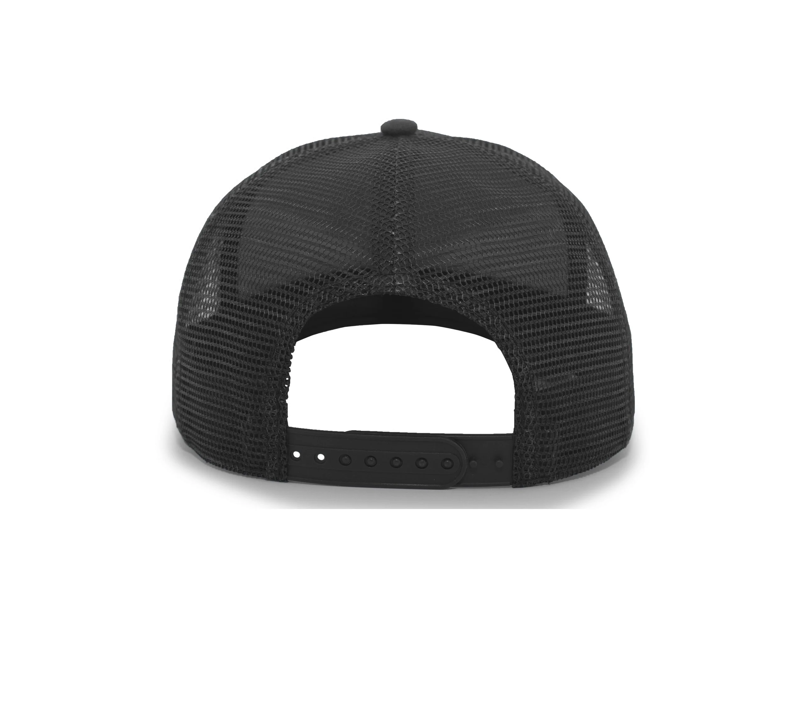 P724 Pacific Headwear Mesh Overlay Trucker Snapback - Black REAR.jpg