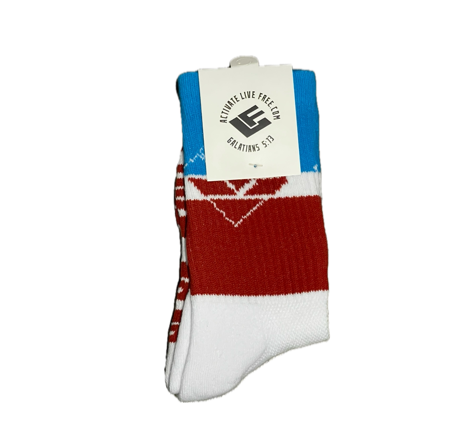 Youth Sock - Luke 18.16 (White_Crimson_Blue).png