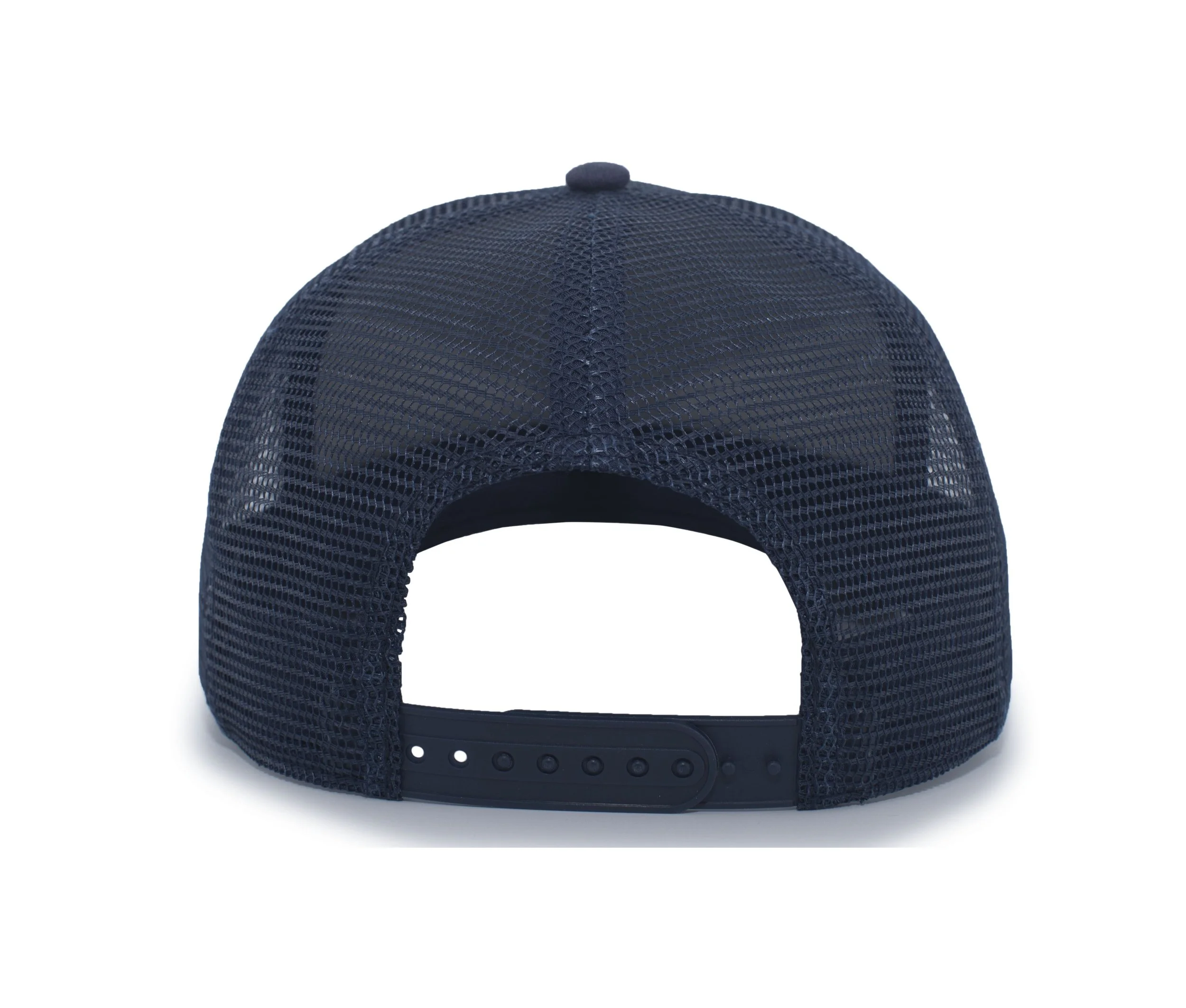 P724 Pacific Headwear Mesh Overlay Trucker Snapback - Navy REAR.jpg