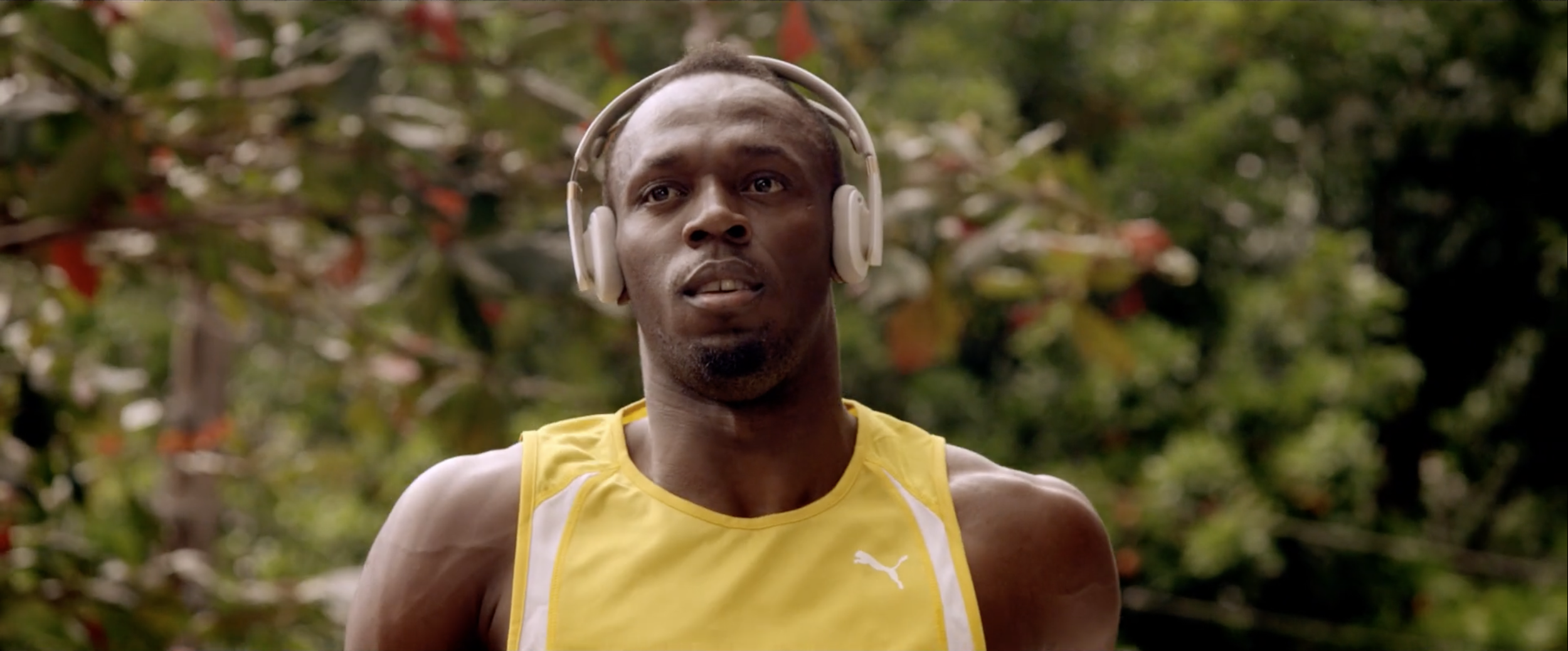 Olympic sprinter Usain Bolt in a television commercial filmed by cinematographer Callan Green ACS NZCS.