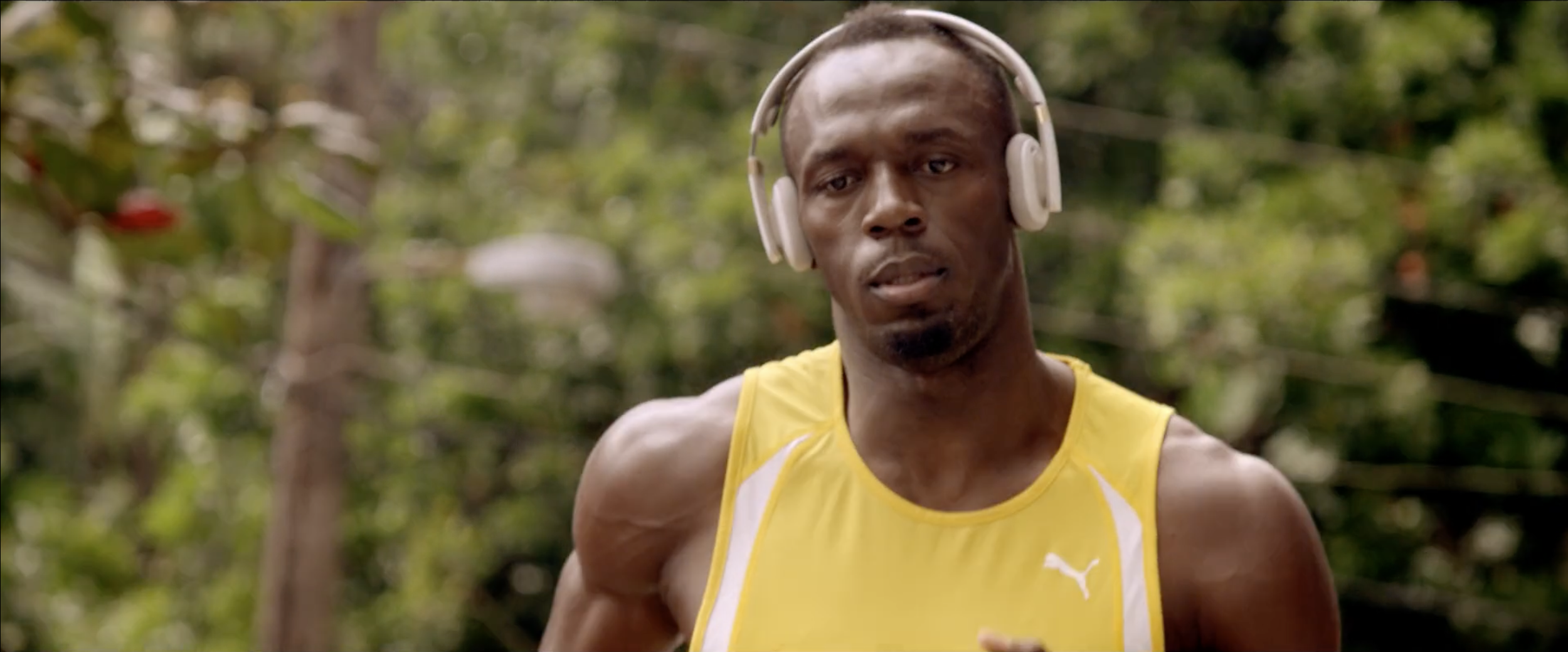 Olympic sprinter Usain Bolt in a television commercial filmed by cinematographer Callan Green ACS NZCS.