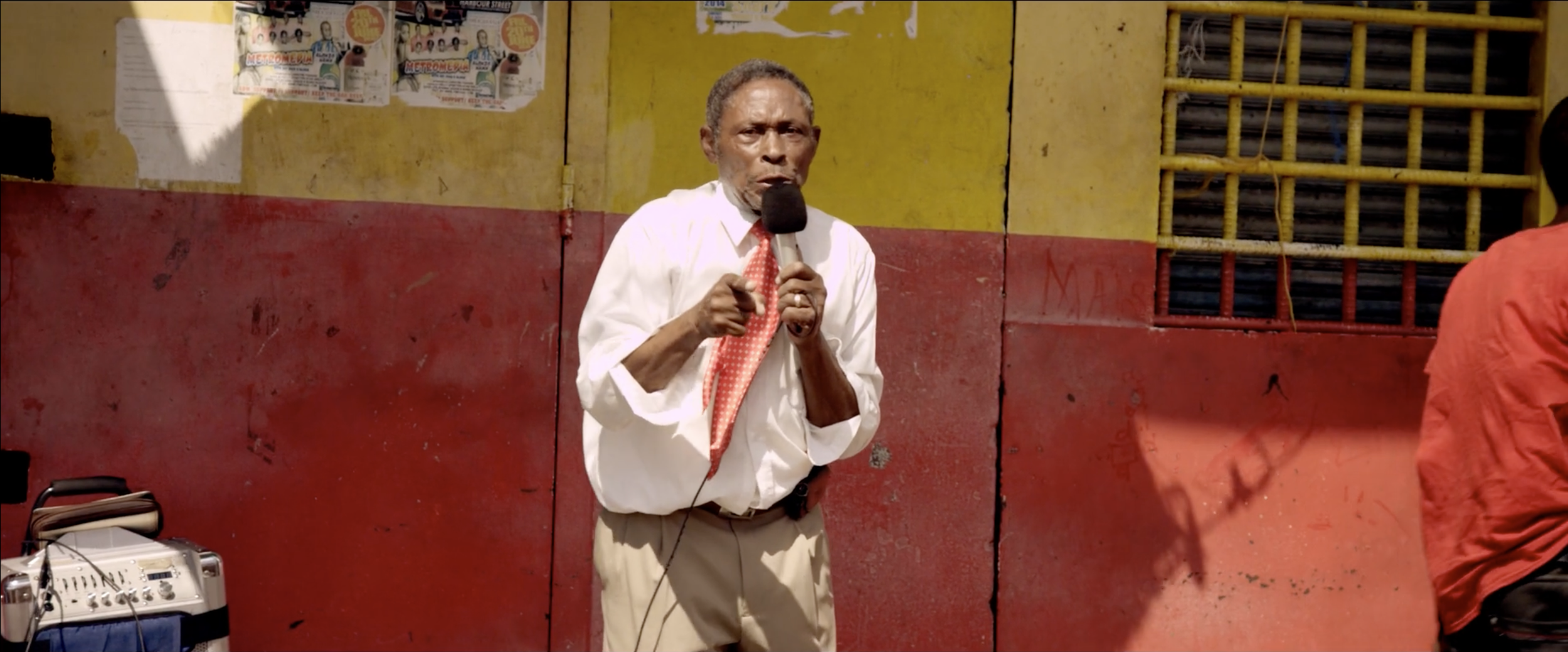 Playful and colourful image from a Gibson Headphones commercial starring Usain Bolt filmed by cinematographer Callan Green ACS NZCS in Jamaica.