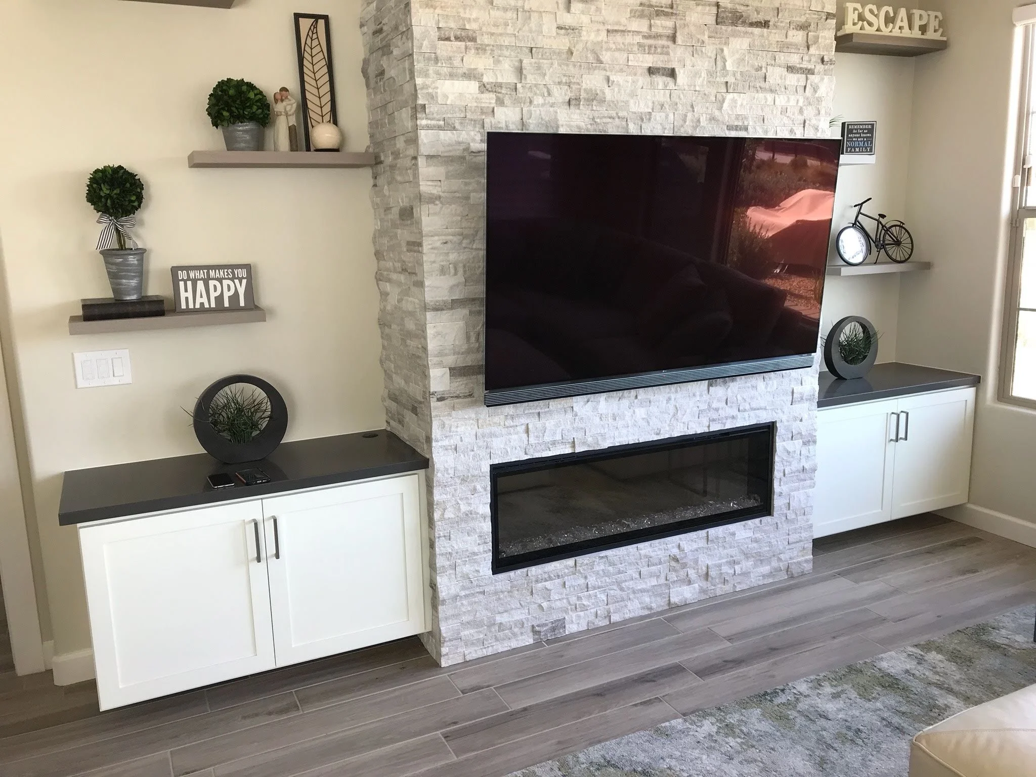 Painted Poplar & Birch floating cabinets. Santan, AZ