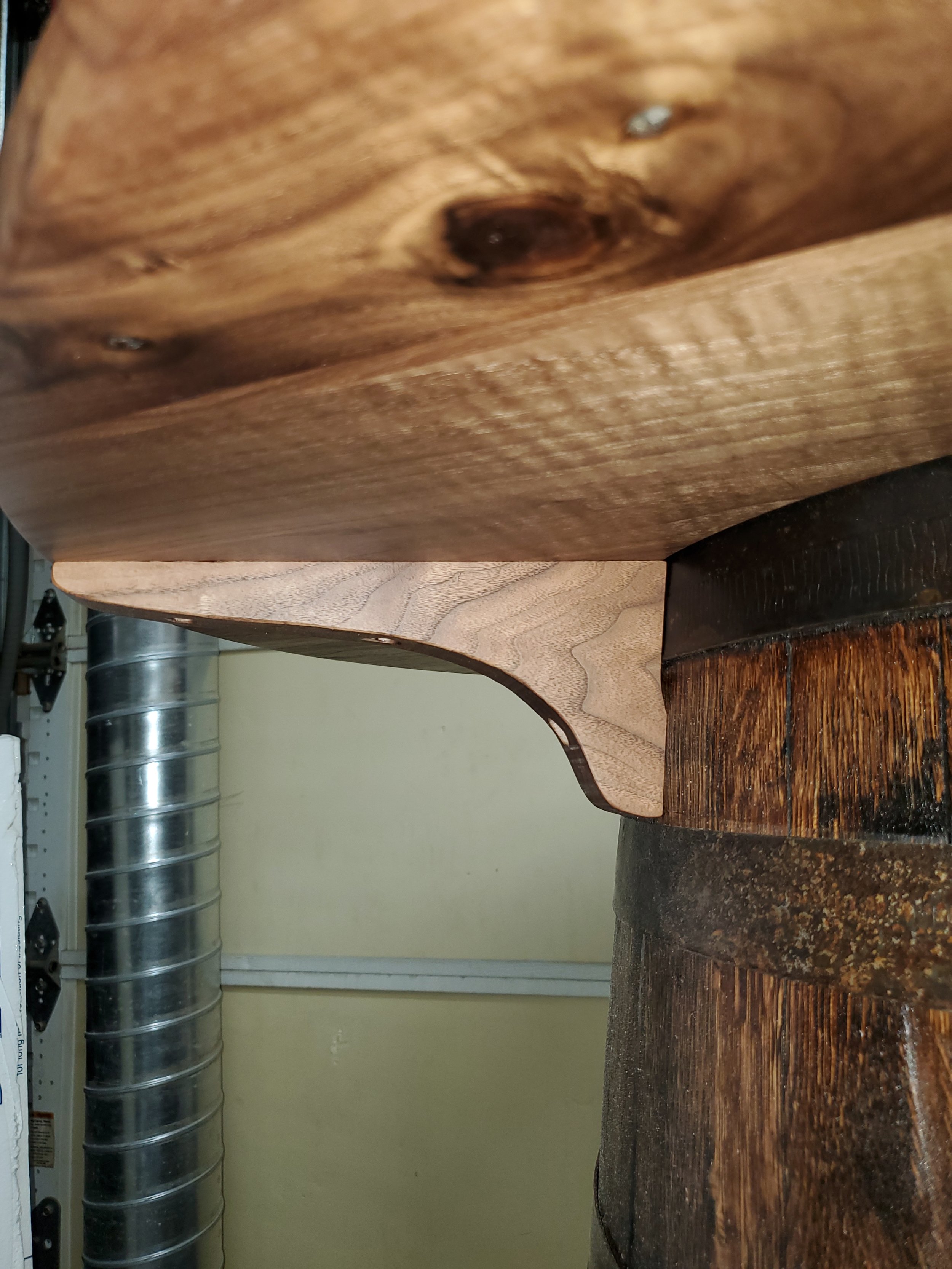 Walnut table top mounts