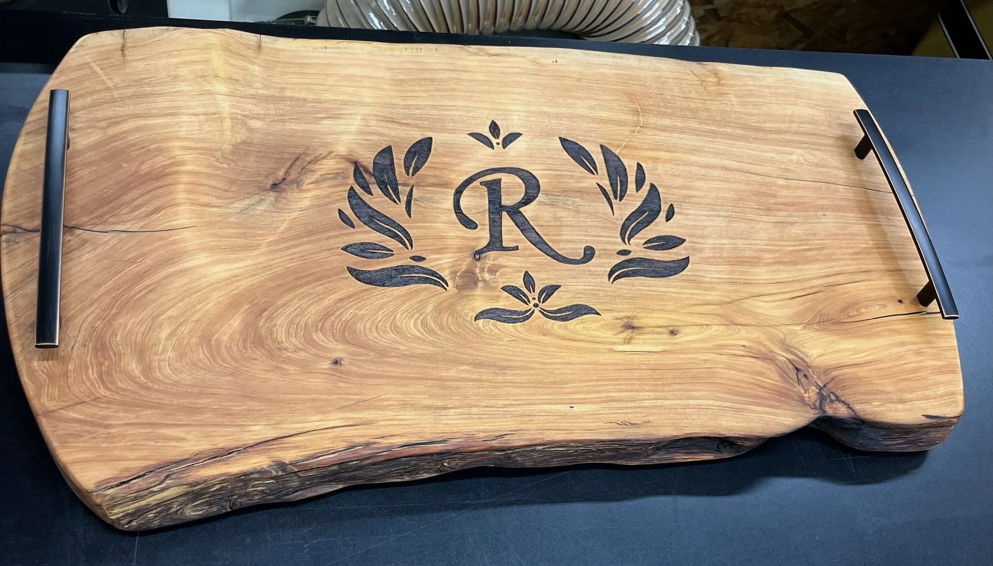 Alligator Juniper Pine serving tray. Hand burned by Carolyn. Payson, AZ