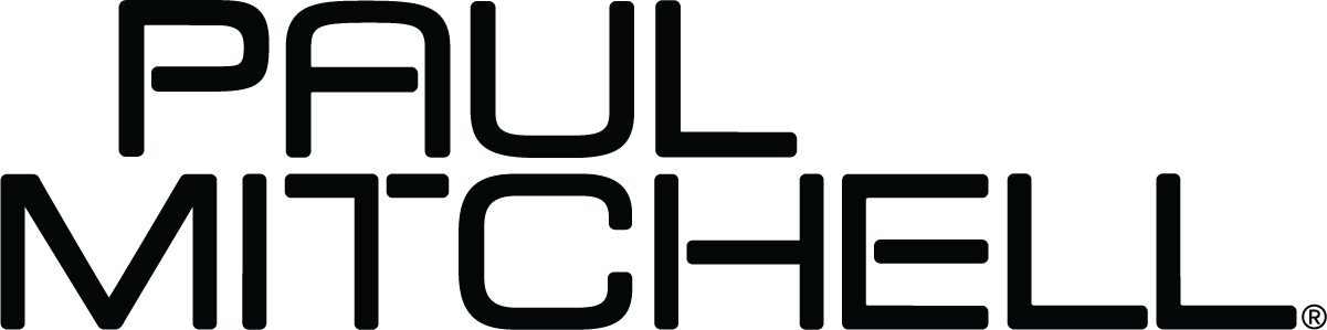 Black background with the name "Paul Mitchell" written in large, bold, black letters.