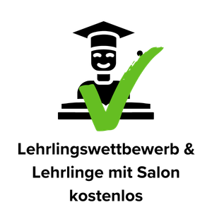 Icons representing apprentice hairdresser being free of charge