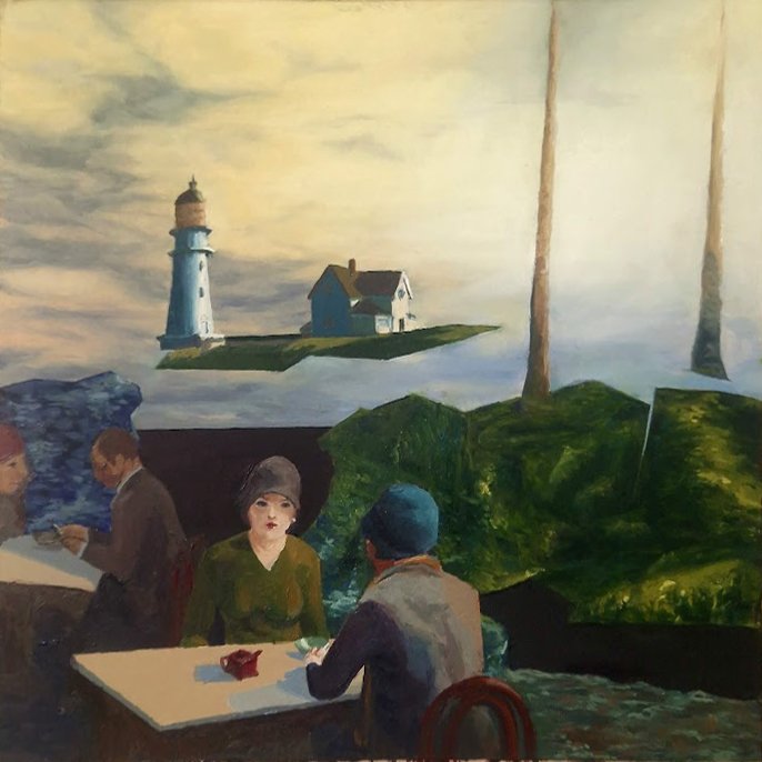 Chat Rooms, 2023, oil on mountboard, 25 x 25cm