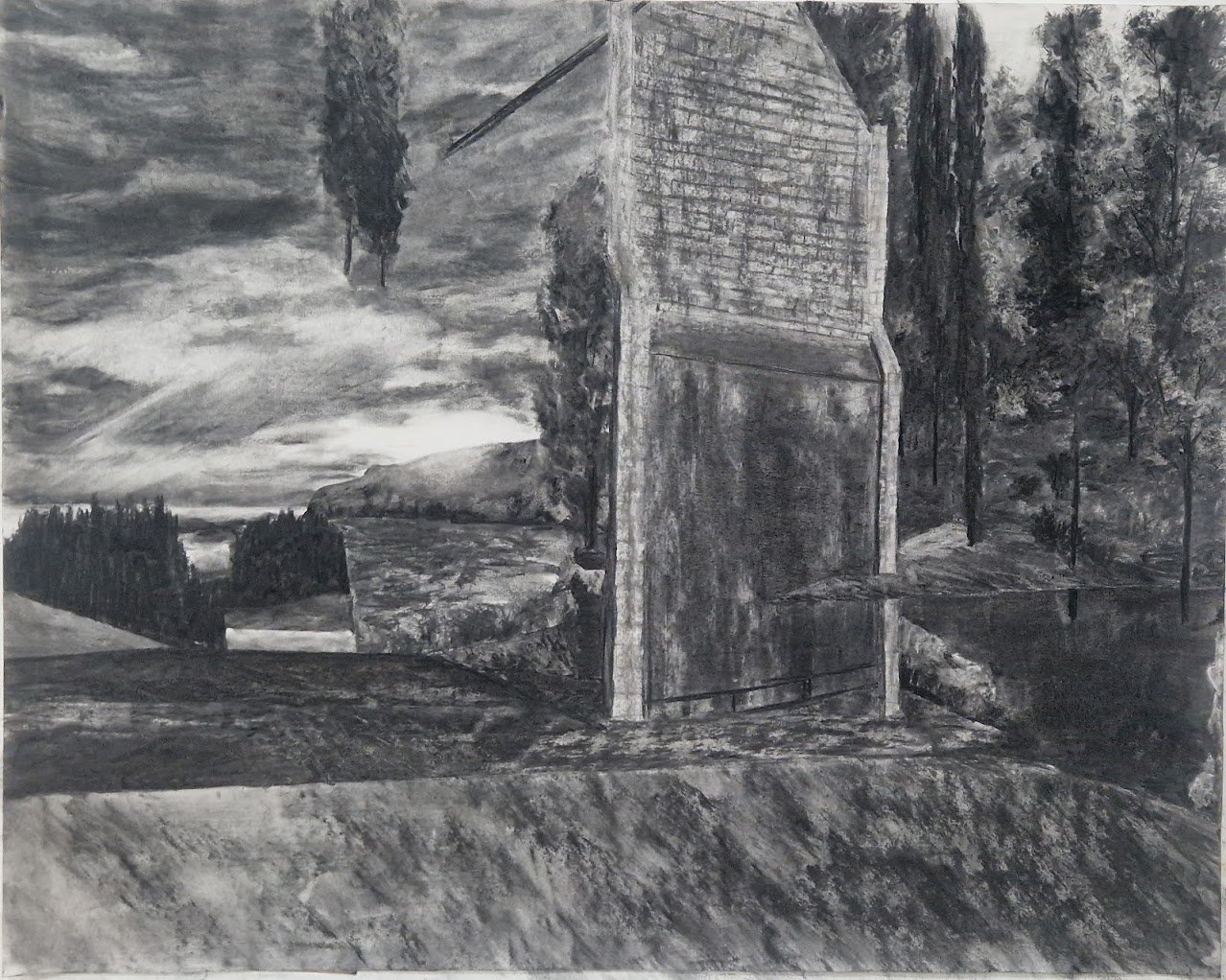 Boundary, 2024, charcoal on paper, 100 x 75cm