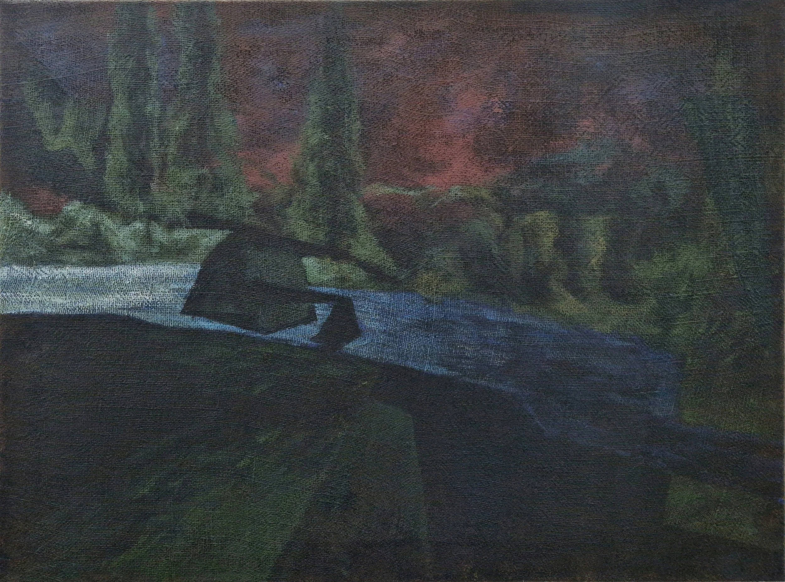 Alias, 2025, acrylic on hessian, 100 x 75cm