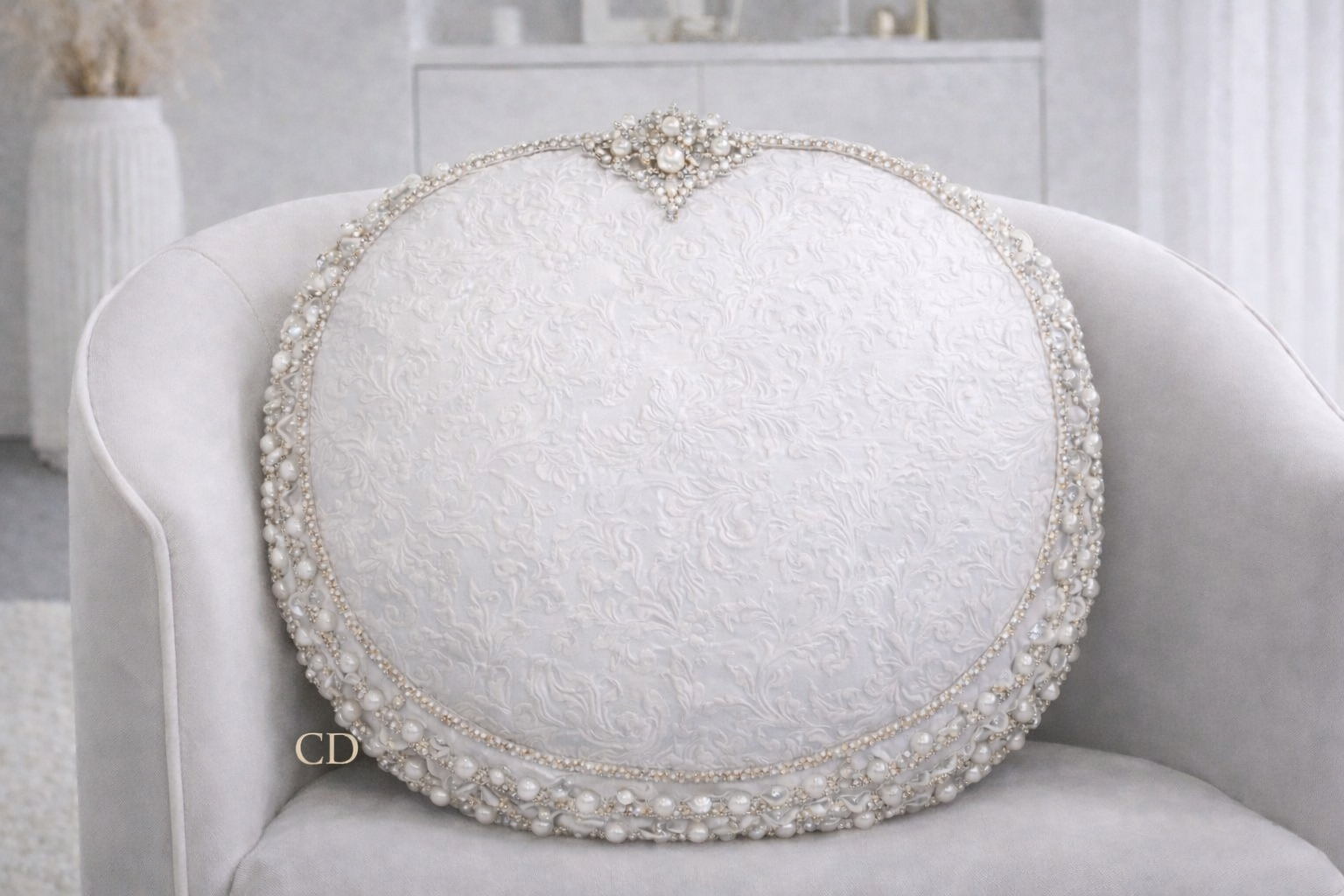 A PIECE FOR THE OCCASION 
A statement design created as an exploration of form, symmetry, and embellishment. 
Composed with layered pearls and crystal elements, the piece reflects an early expression of the Cocoa Desireé design language - where struc