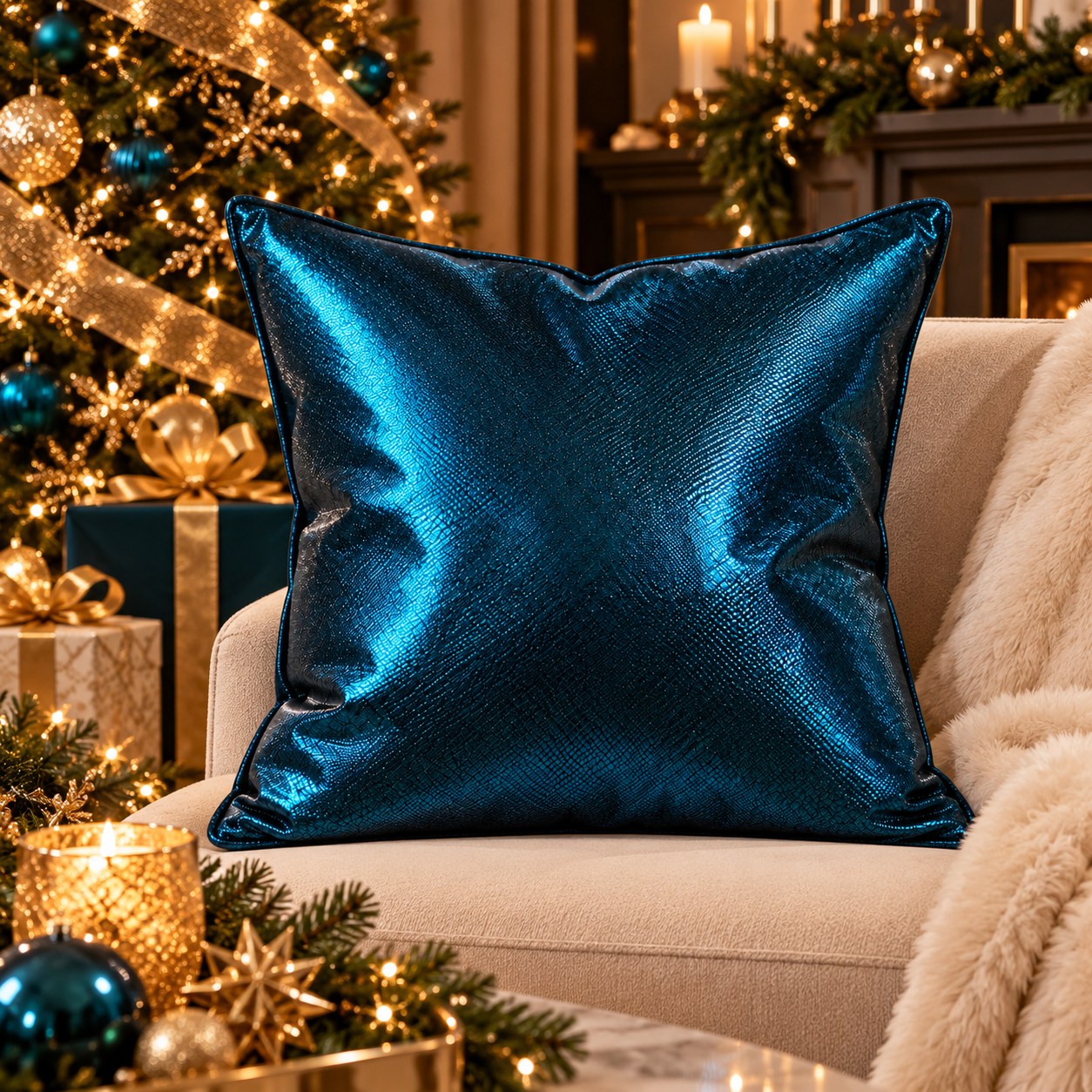 Holiday Lux Metallic Throw Pillow