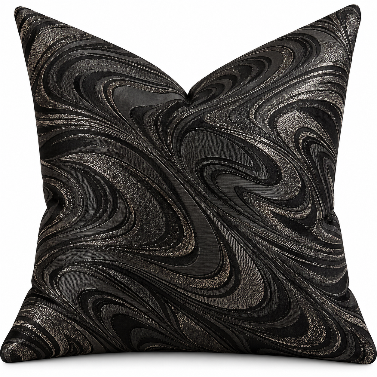 cocoa desiree No. 023 Black Metallic Brocade throw pillow.png