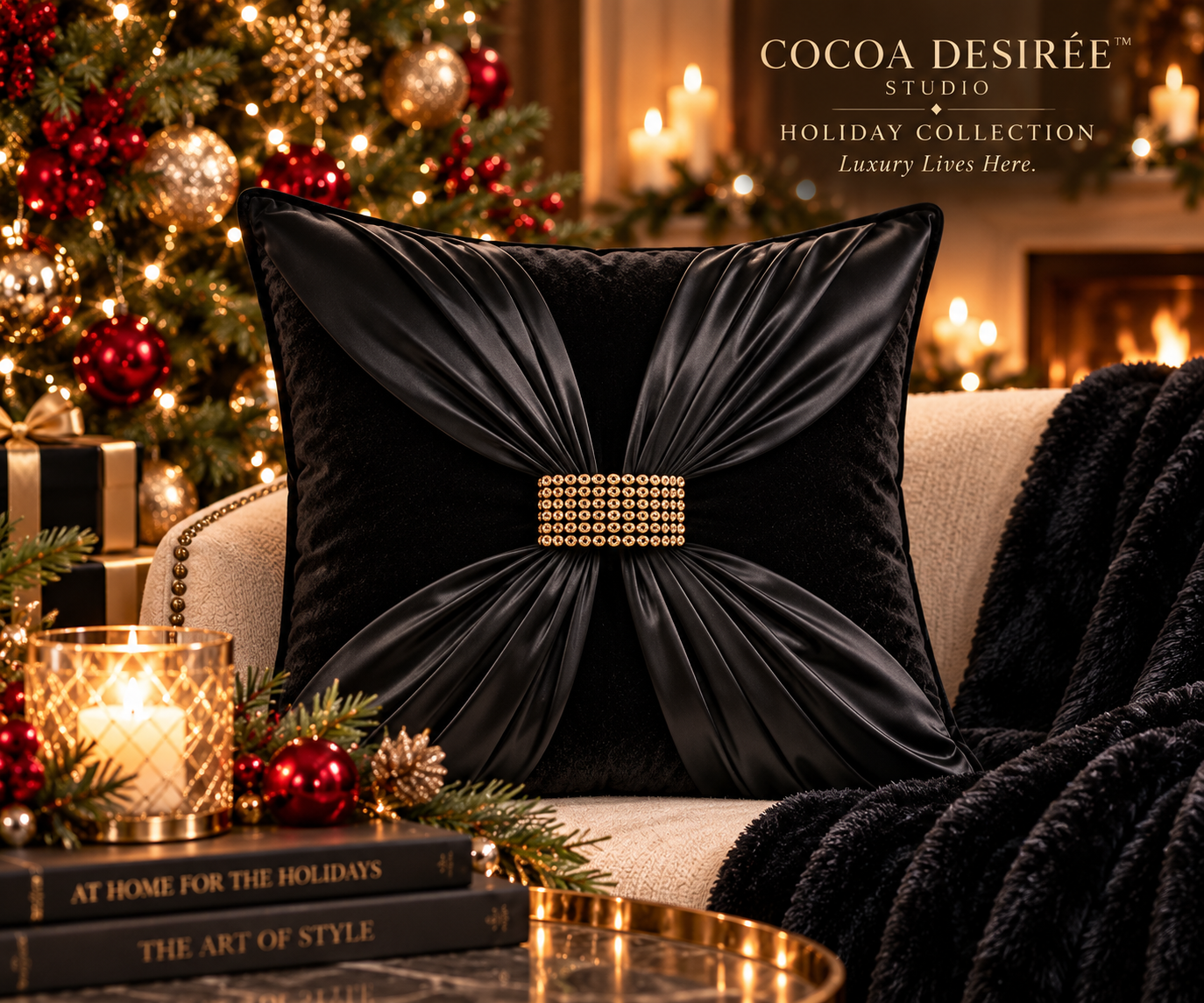 cocoa desiree holiday lux black throw pillow.png