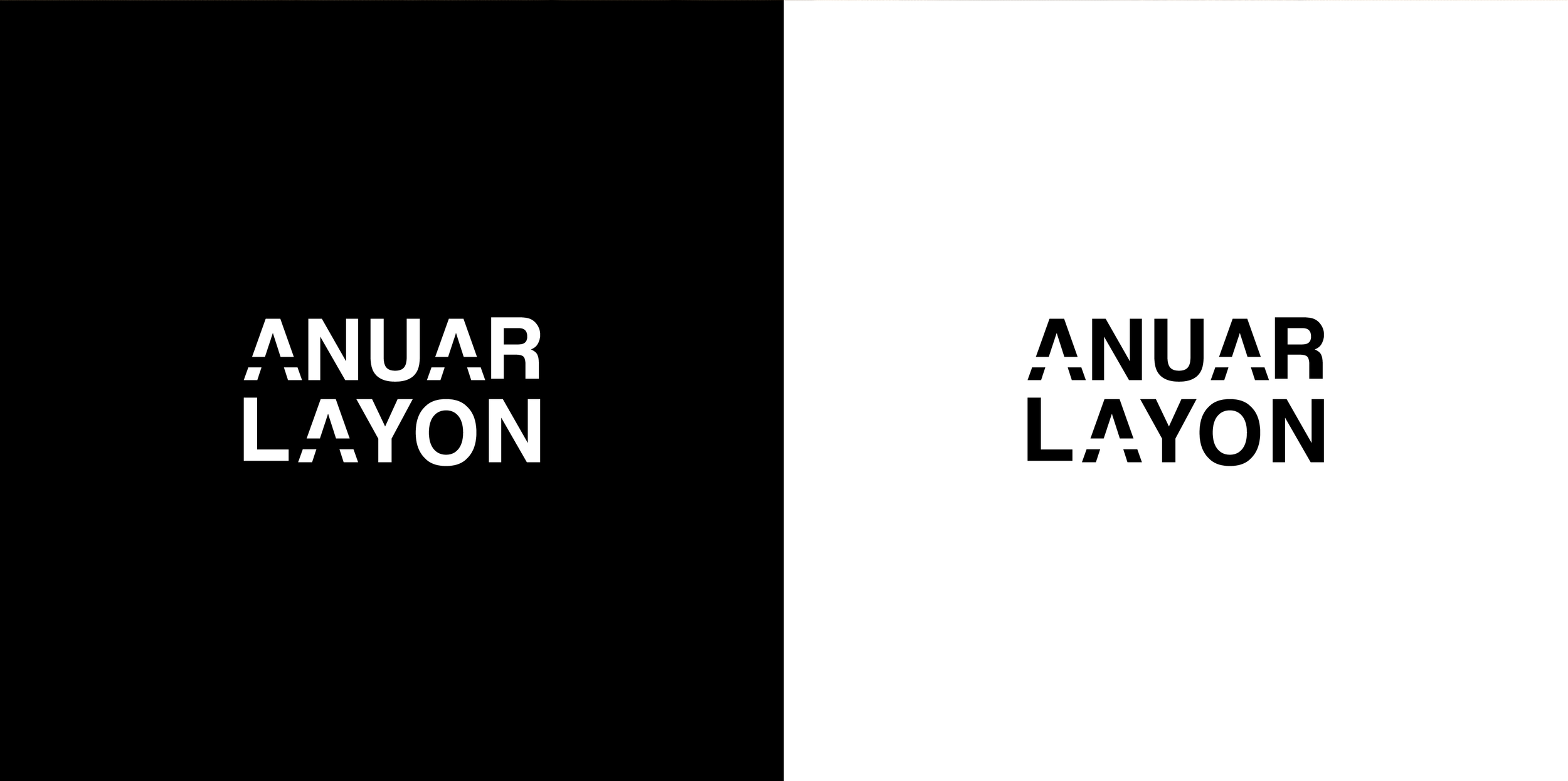 Logo con texto 'Anuar Layón' en fondo negro a la izquierda y fondo blanco a la derecha.