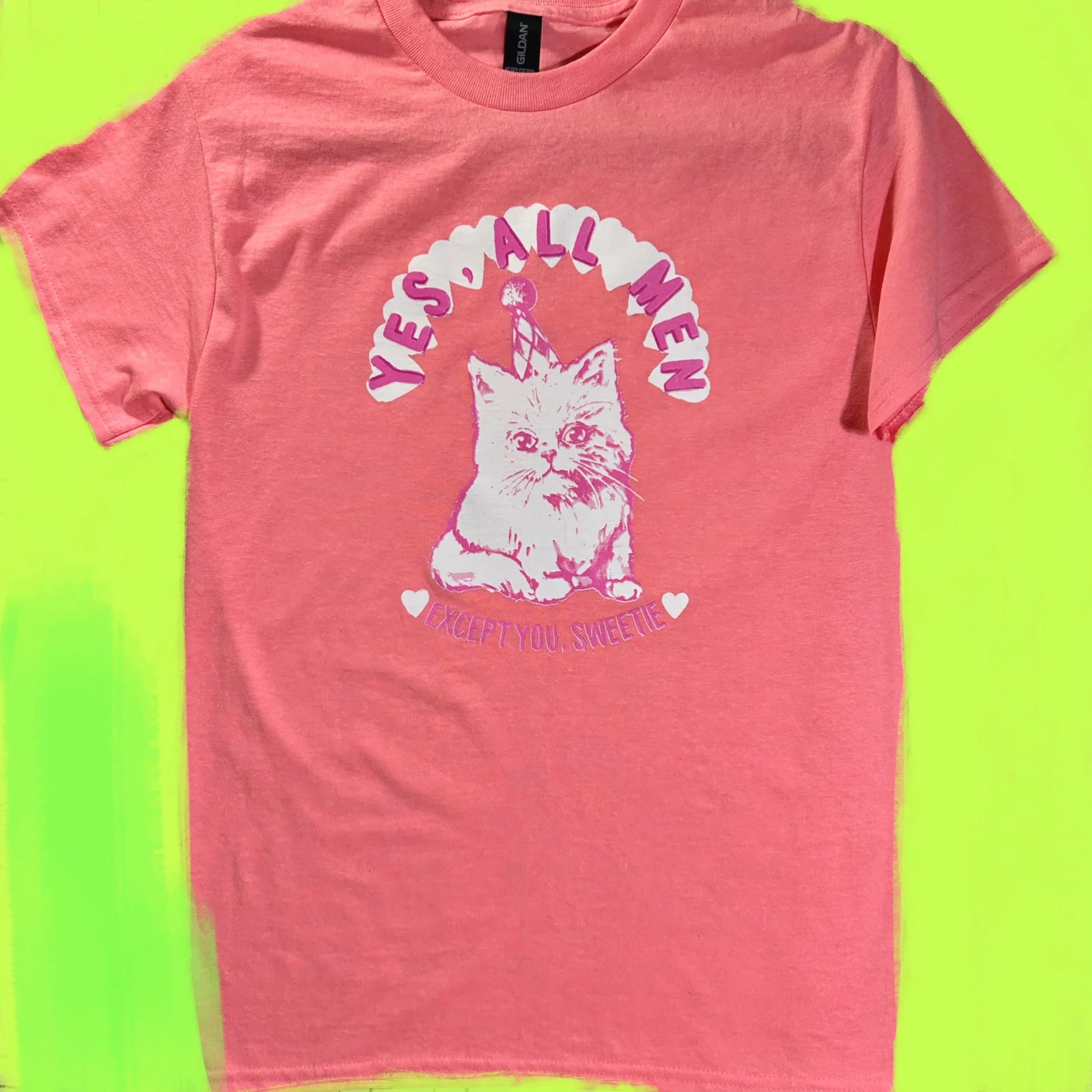 “YES ALL MEN” *MISPRINT* CORAL