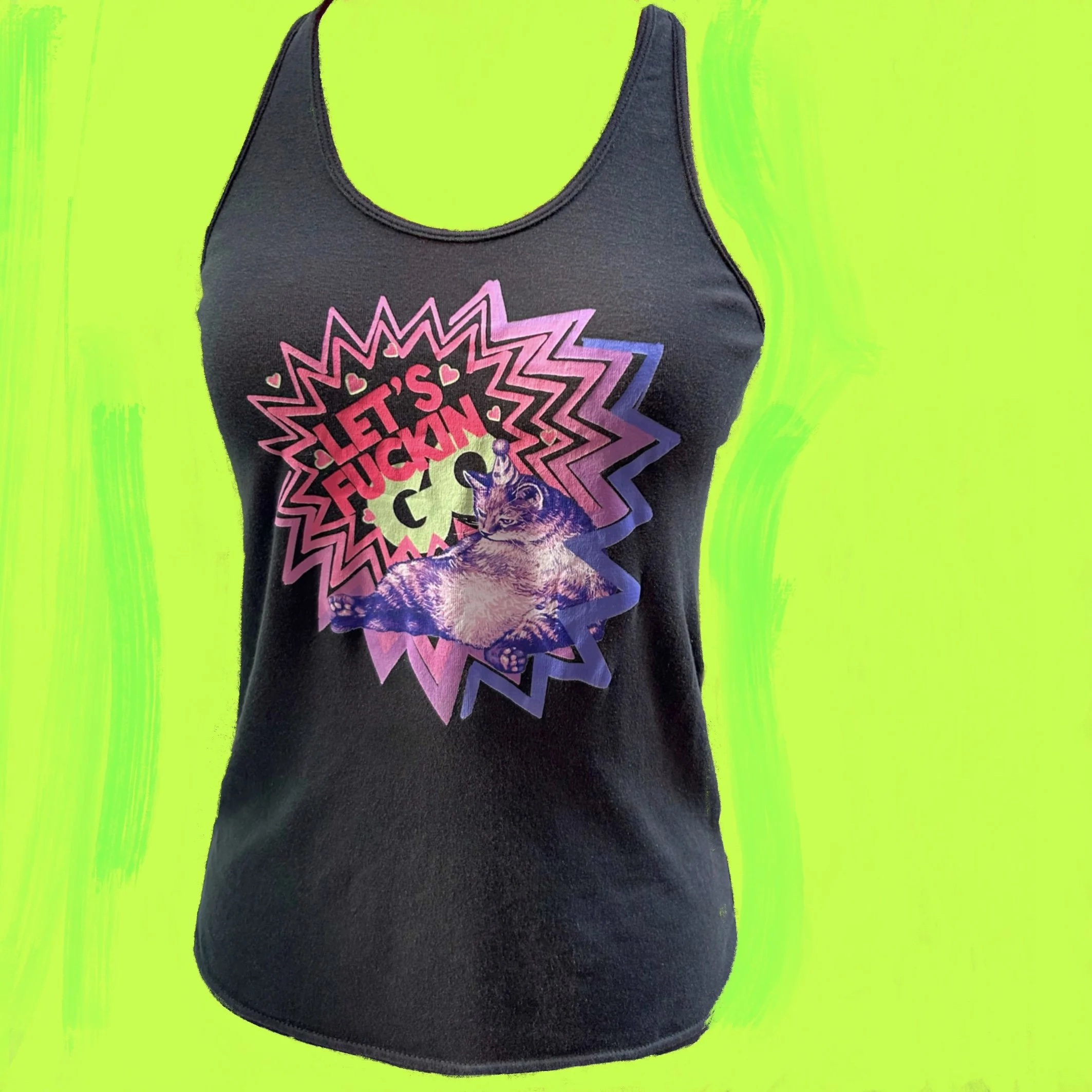 RECLAIMED "LET’S GO" RACER BACK TANK XS