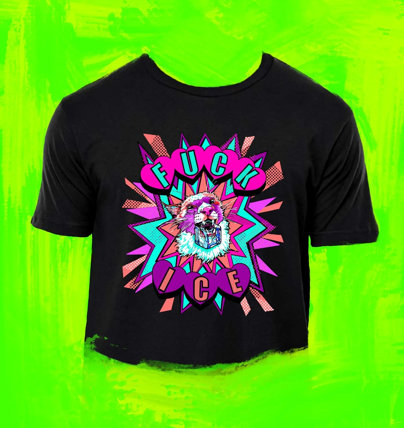"FUCK ICE" KITTY T-SHIRT