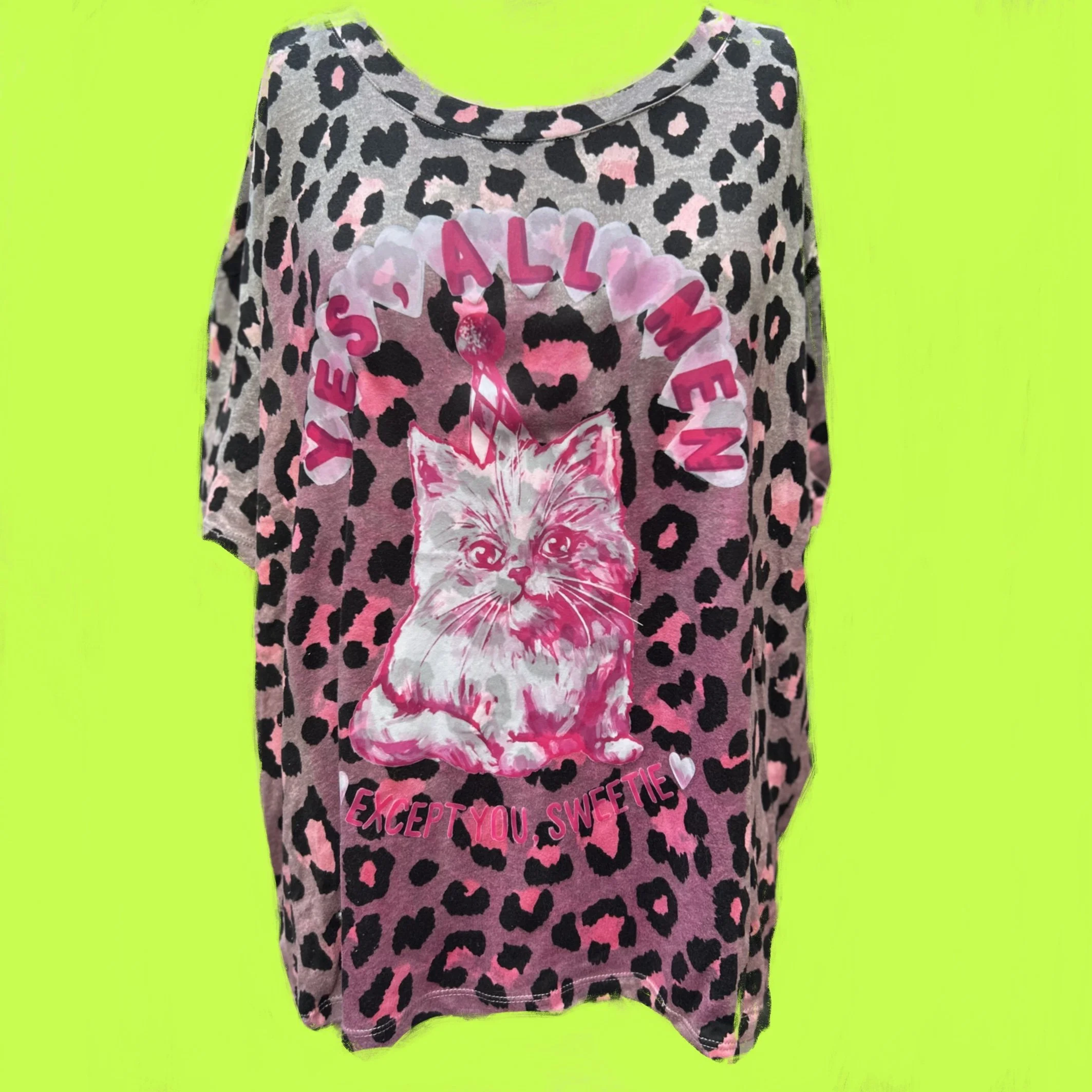 RECLAIMED "ALL MEN" OMBRÉ DYE SLEEPY CHEETAH T XL