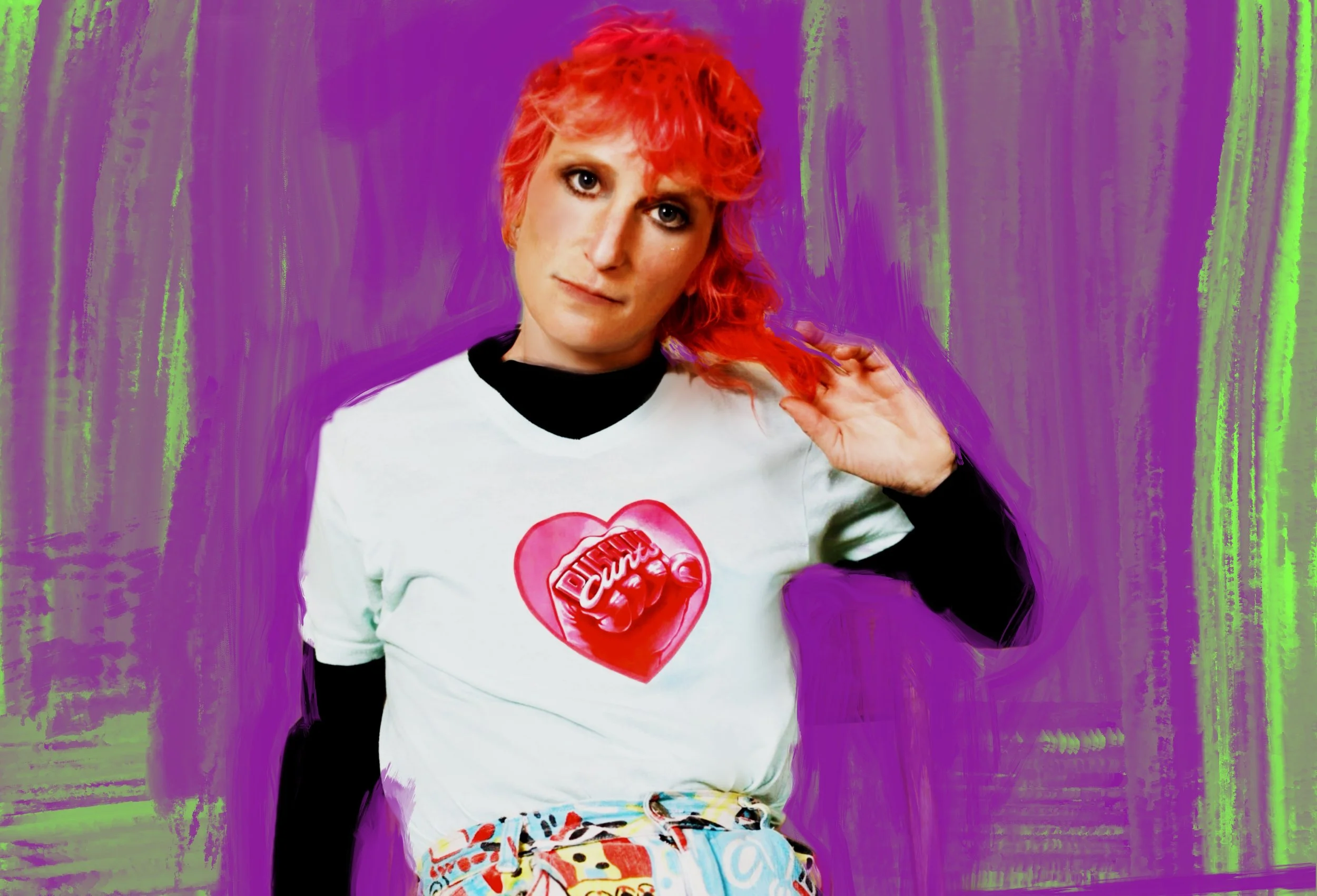 RECLAIMED “PUSSY UP” HEART MINTY BLUE T