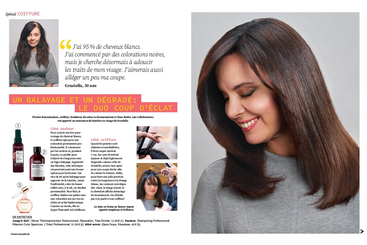 Studio et Agence iso 404 - Rodolphe Debyser - Photographe Rennes - Femme Actuelle Magazine - Dossier Spécial Beauté Cheveux avec L'Oréal