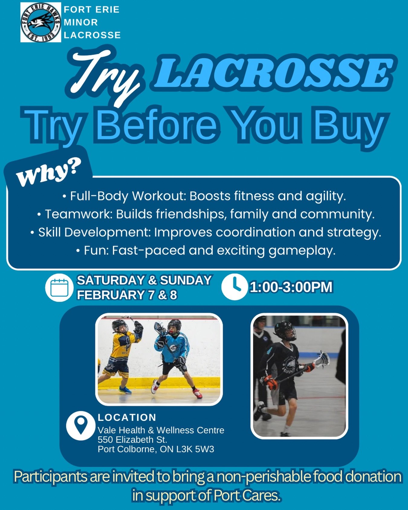 Sports weekend: Get Ready to Play Lacrosse!🌟 Join us for an exciting collaboration between PRMLA and FEMLA on February 7 &amp; 8 at Vale Health &amp; Wellness Centre! 🥍✨ Experience the thrill of the game while boosting your fitness and making new f