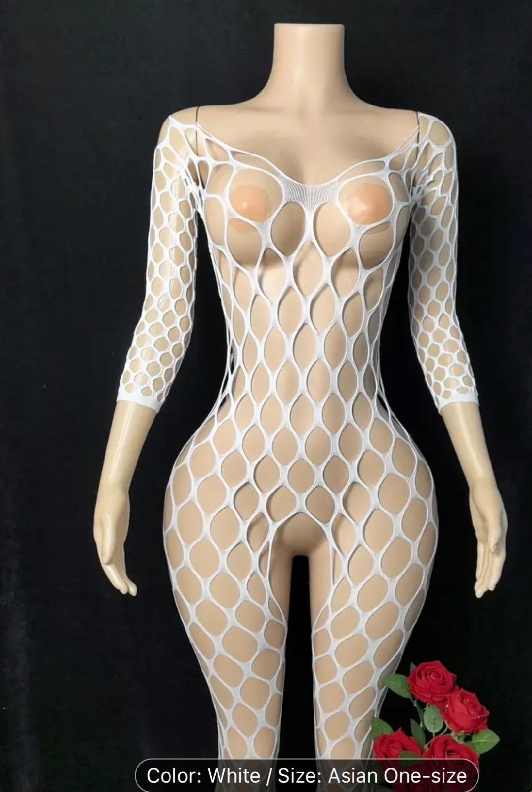 Bold Elegance Full-Body Fishnet Bodysuit