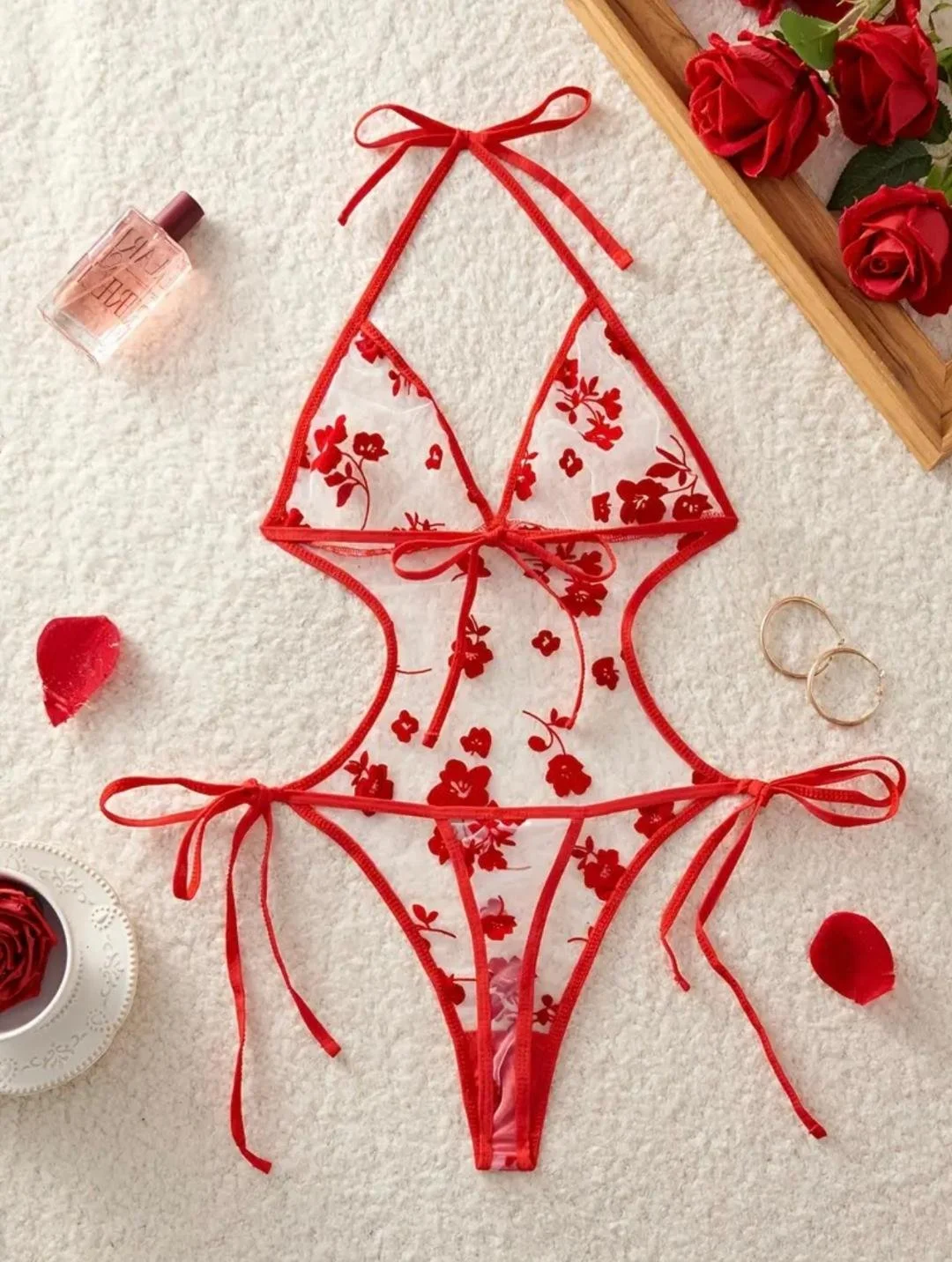 Floral Enchantment Sheer Bodysuit