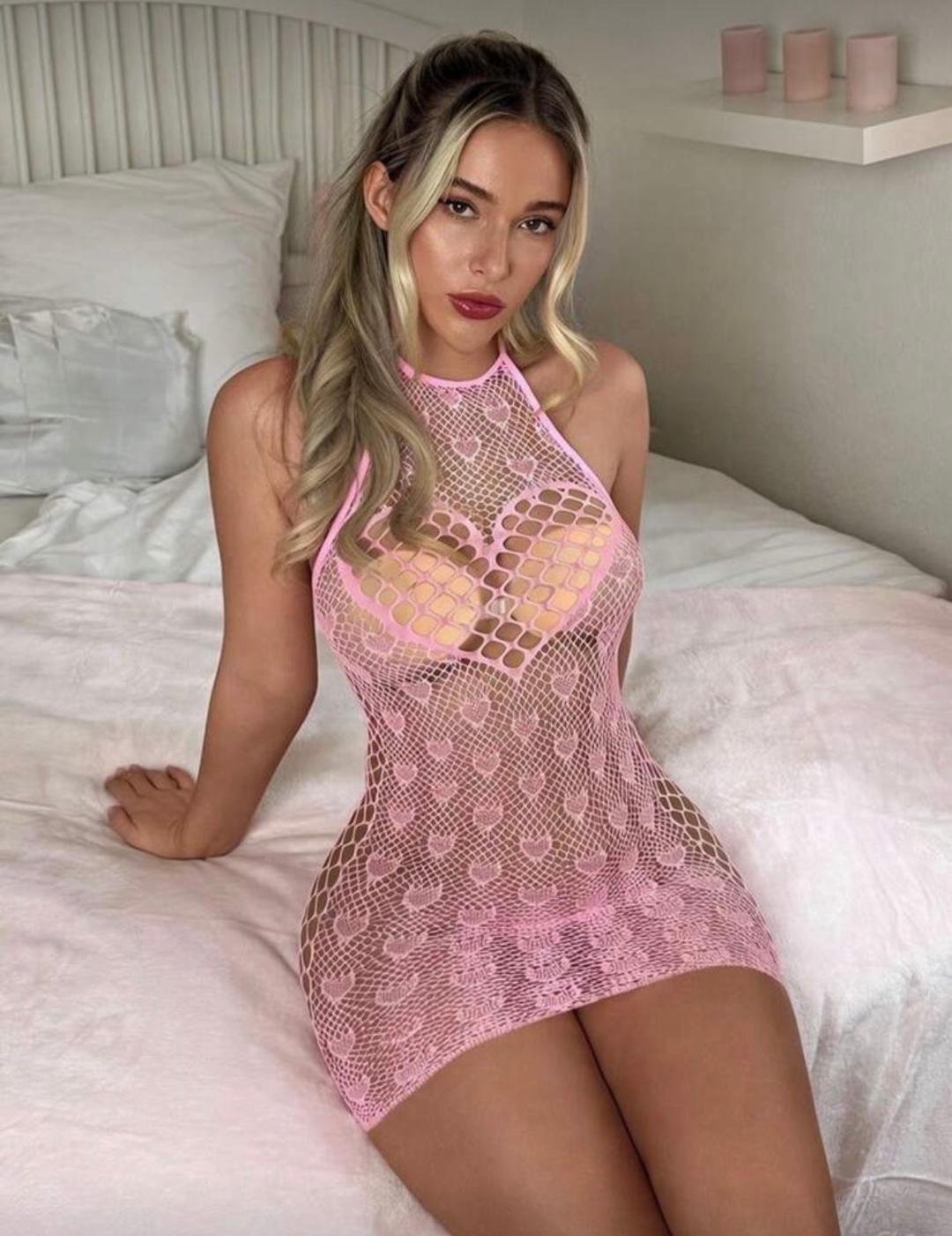 Pink Heart Mesh Dress