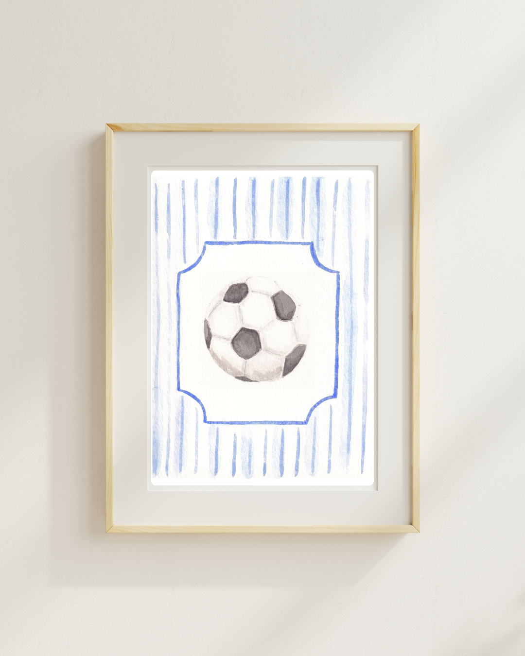 Soccer Ball on Stripes Print