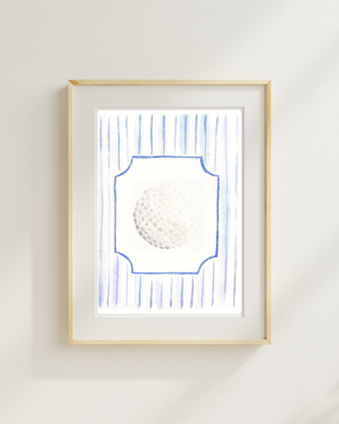 Golf Ball on Stripes Print