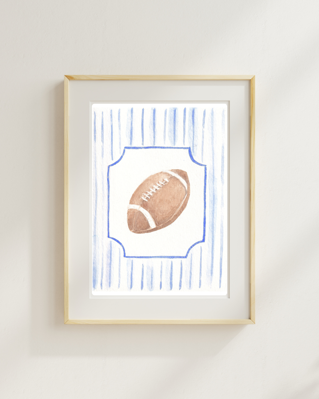 Football on Stripes Print