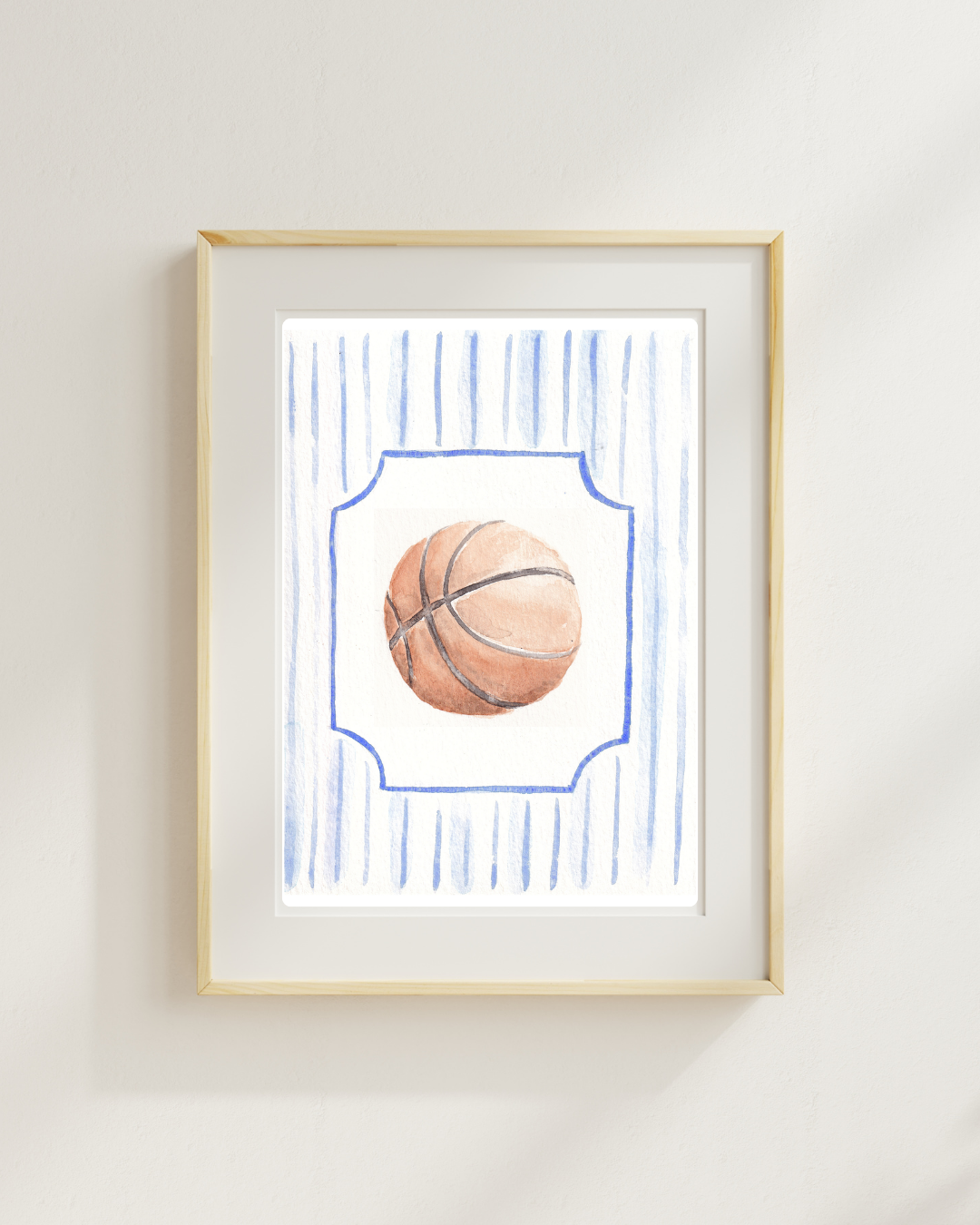 Basketball on Stripes Print