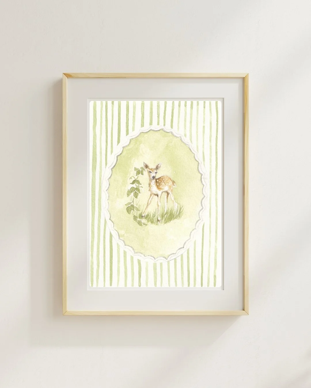 Fawn on Stripes Print