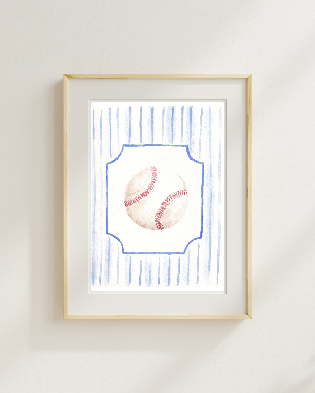 Baseball on Stripes Print