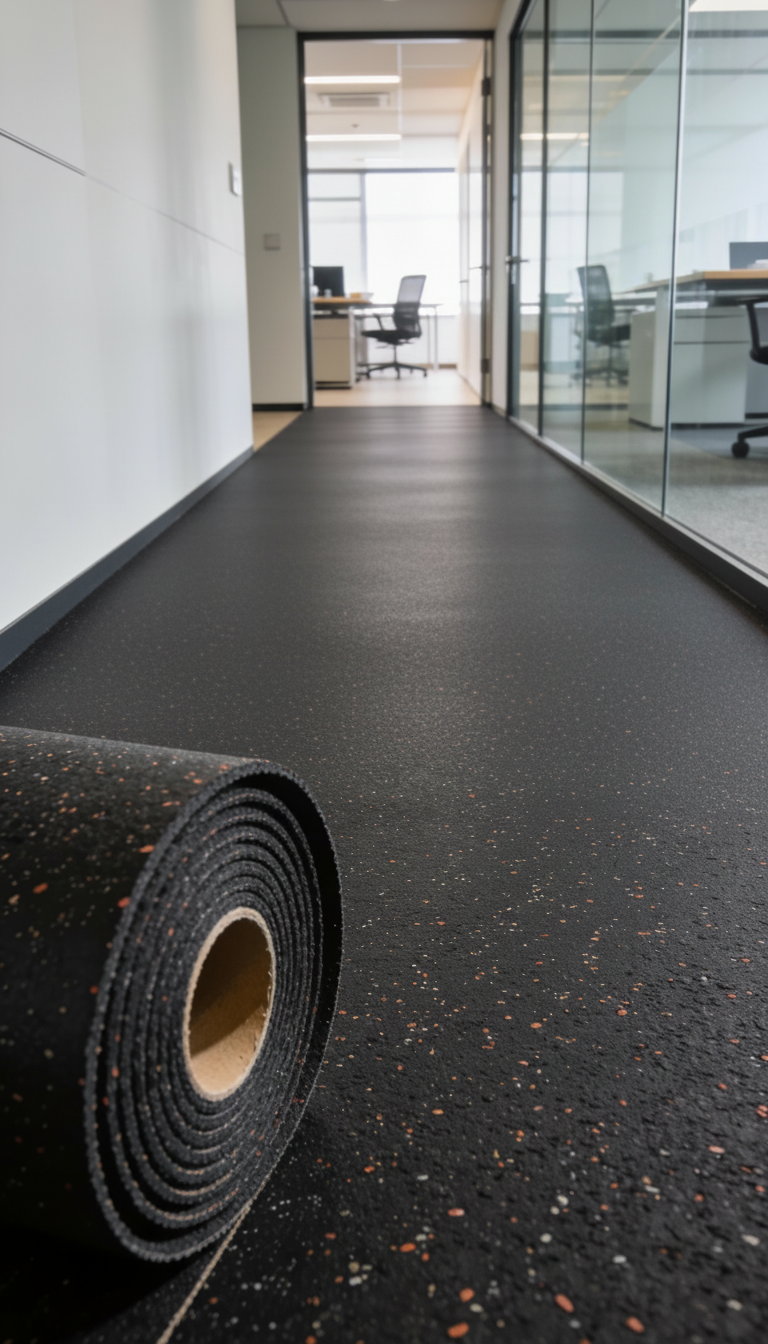 Rubber roll flooring for commercial office and retail spaces Alberta Canada
