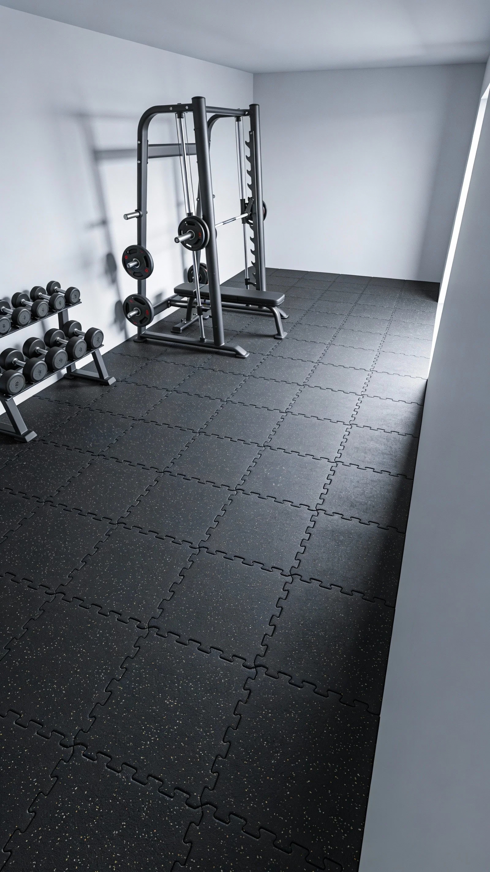Rubber flooring options for home or office gyms