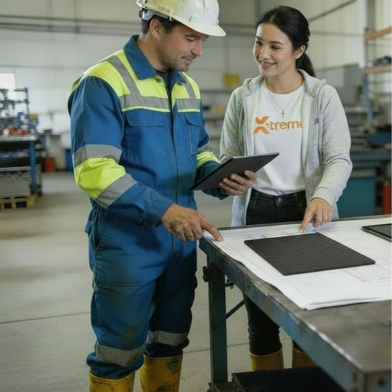 Our technical sales rep assisting a client on their new polyurethane spray coating project with equipment automation and specially formulated coating for this particular project in Edmonton, AB.