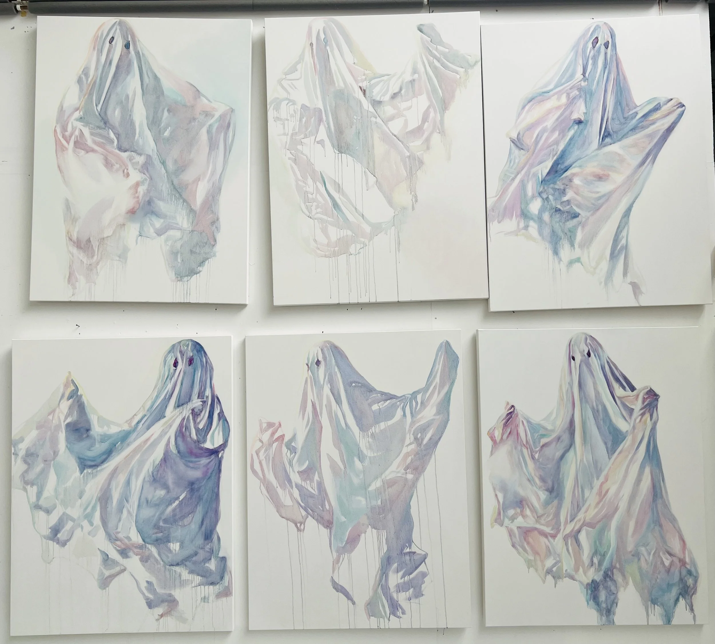Ghosted! I-VI,
2023-25,
oil on canvas,
122cm x 91cm
