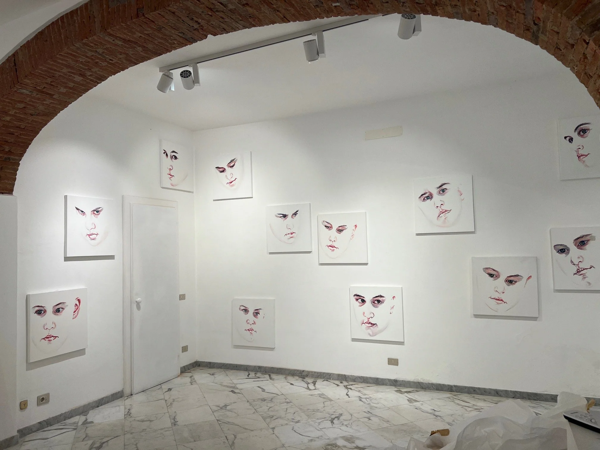 ButterflEye Ball,
2019,
oil on canvas, 
26 each 60cm x 60cm 
(Installation)