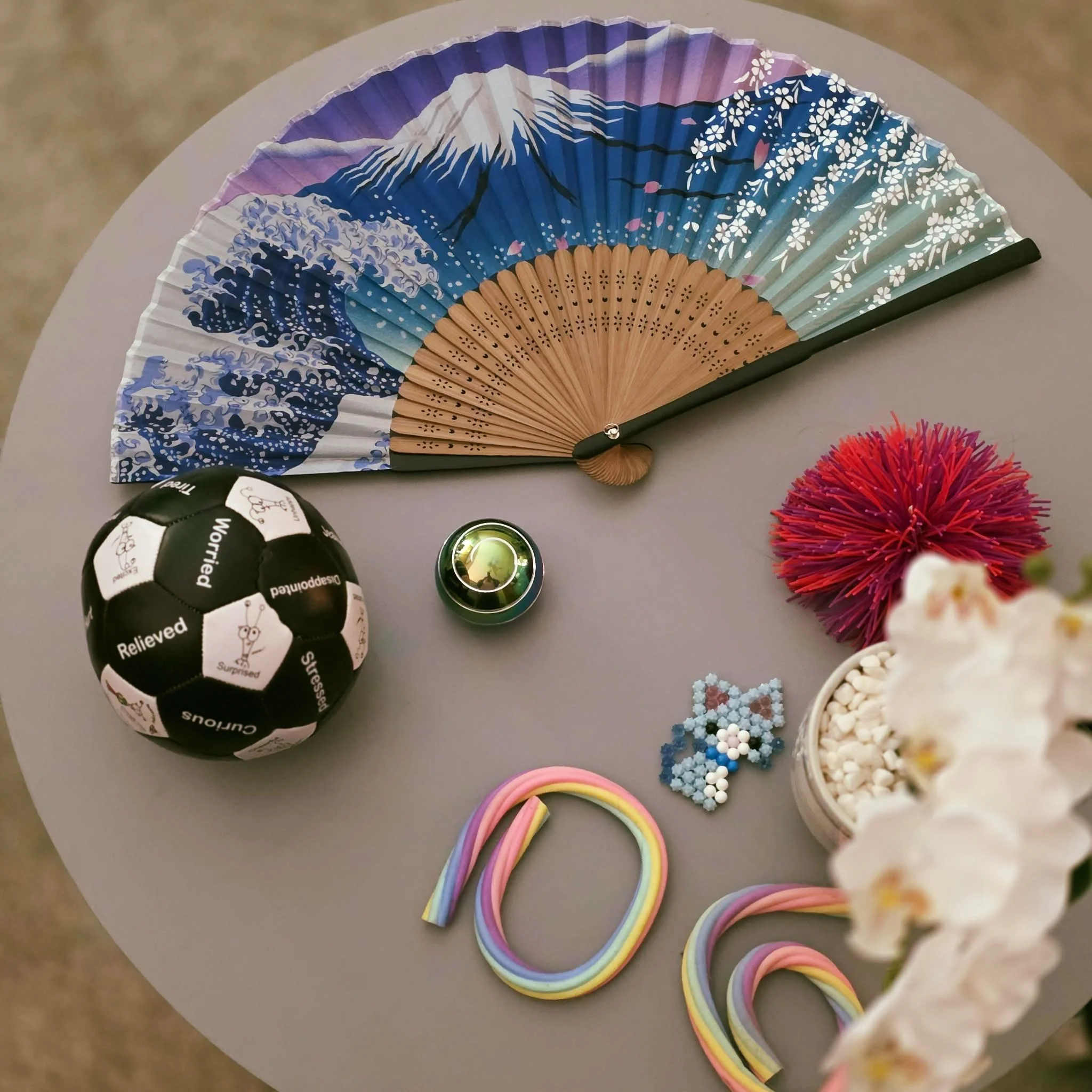 Wellness Wednesday!

Fidgets and Sensory Supports play a huge role in supporting Autistics in daily functioning. Here are a few of my favorites usually found sitting on my desk or around the office. 

Fidgets are those things we use to play with that