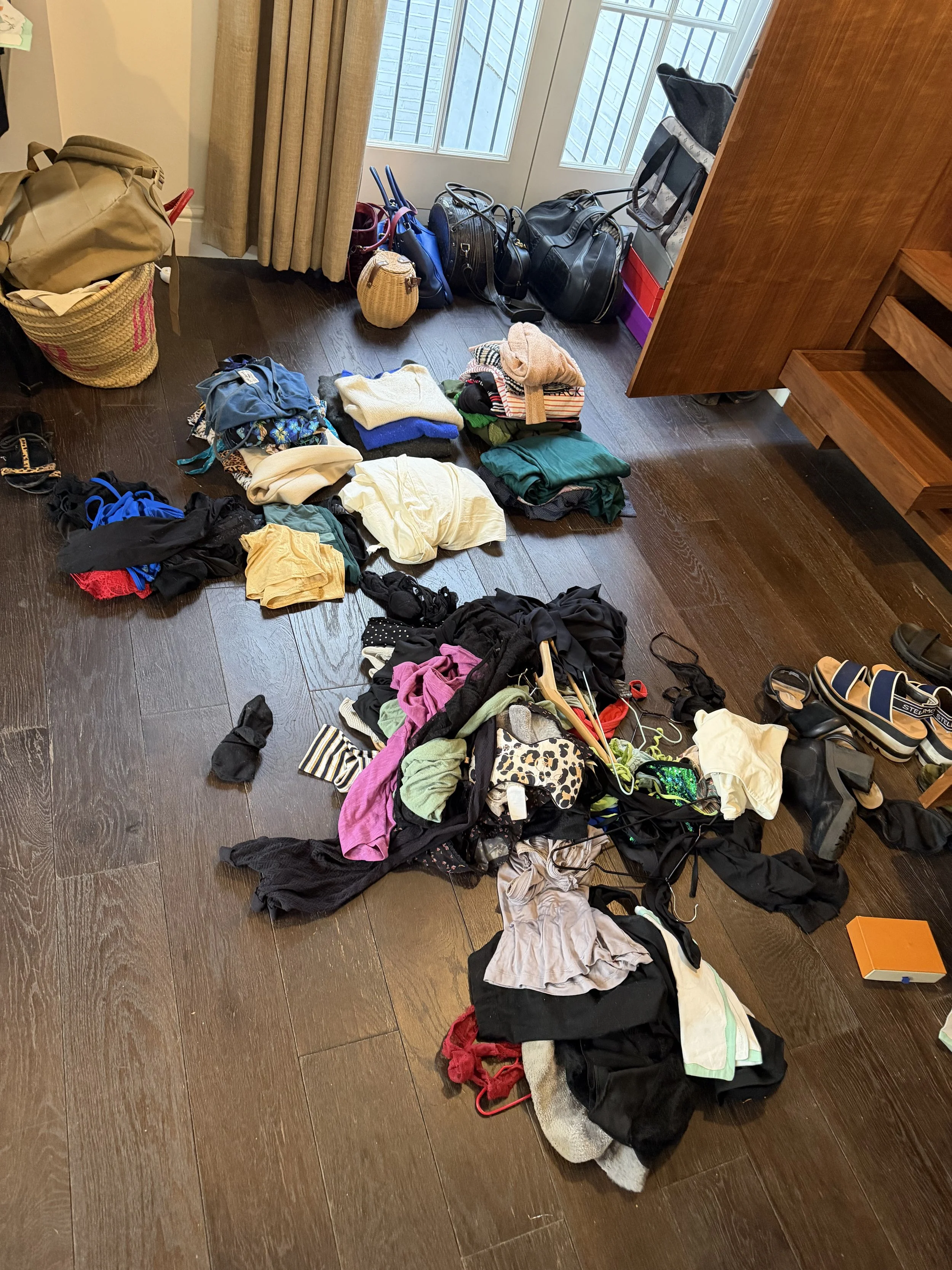 piles of clothes to be recycled