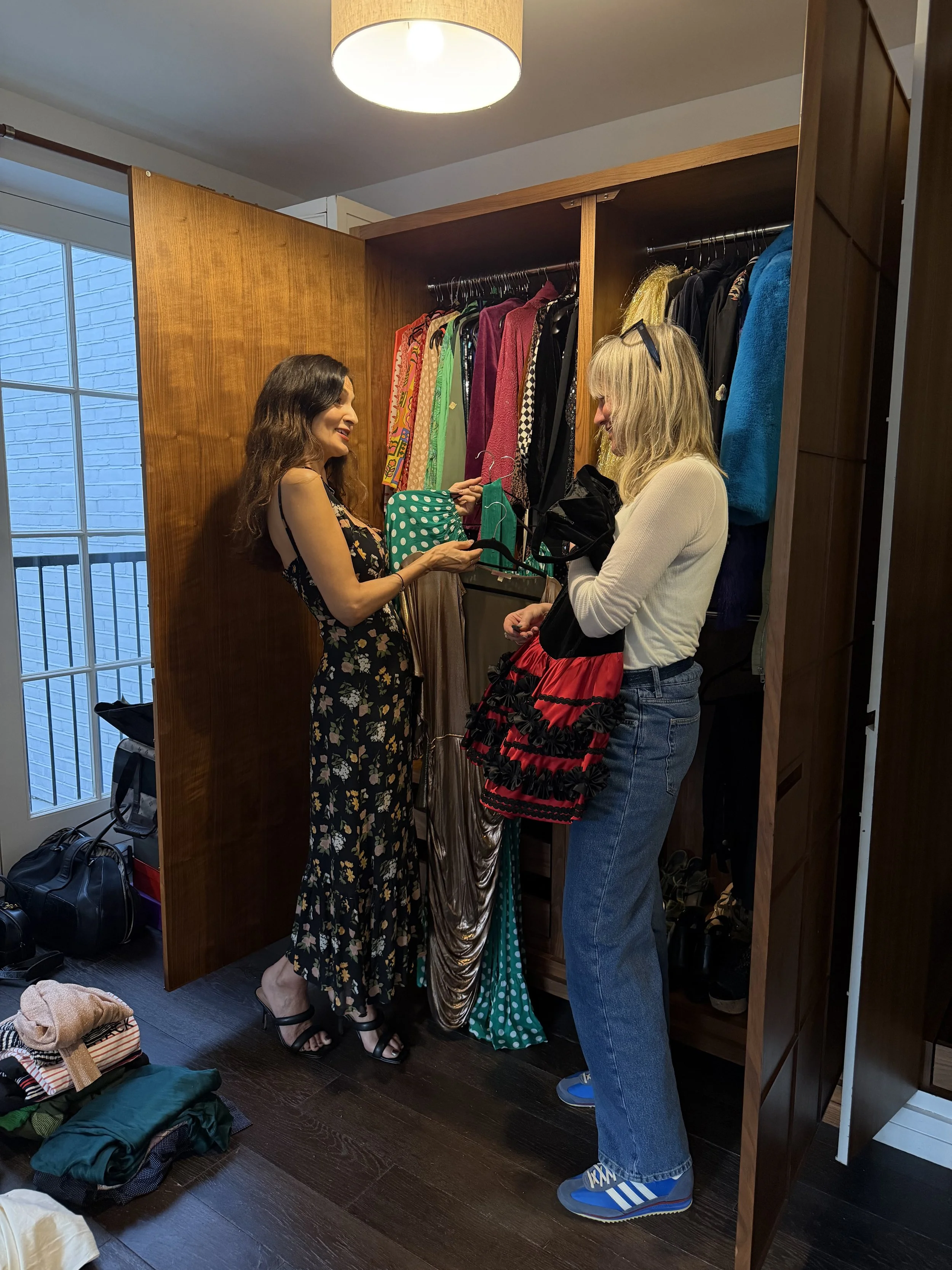 With client editing wardrobe