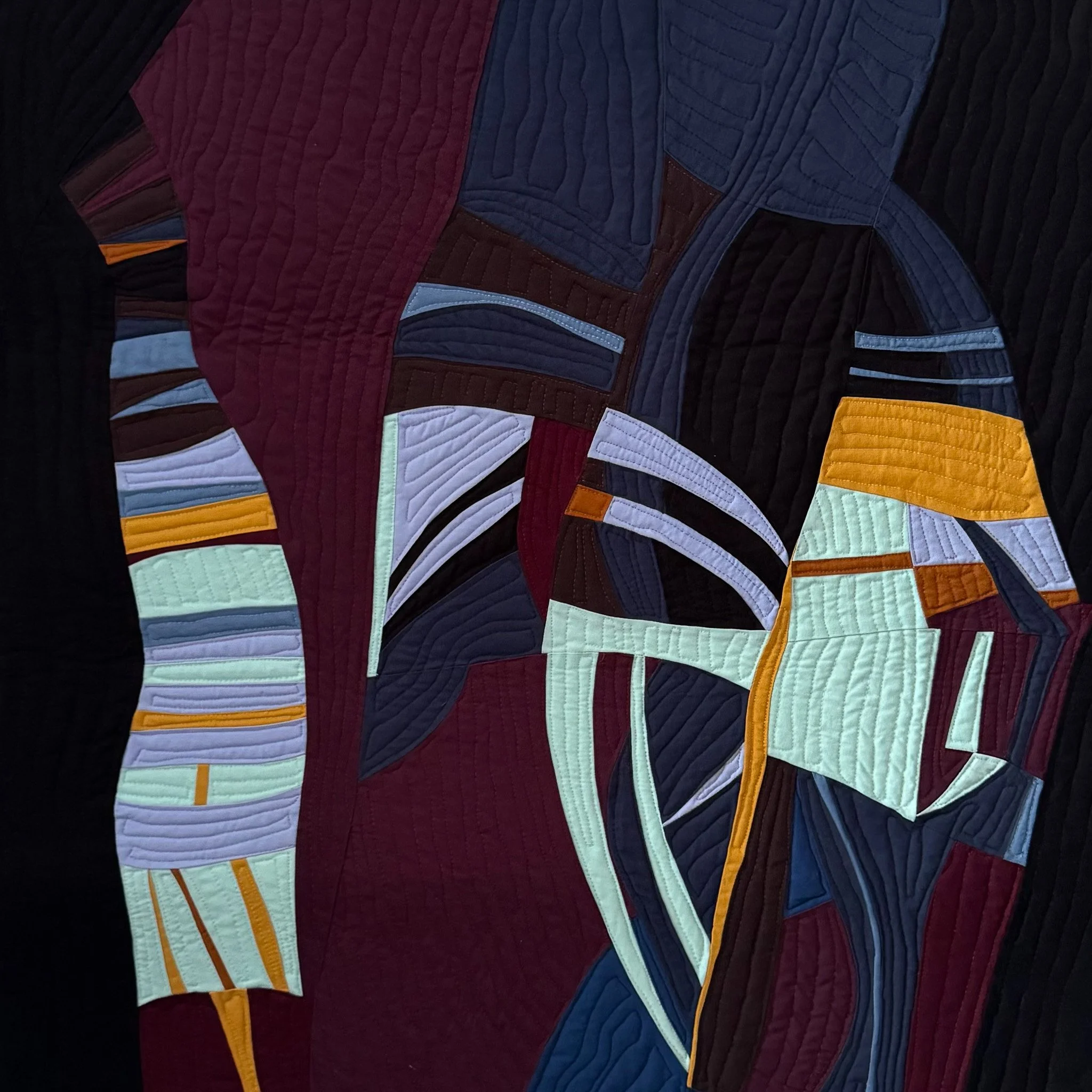 Into the Slip
Cottin fabric piecing
free motion quilting