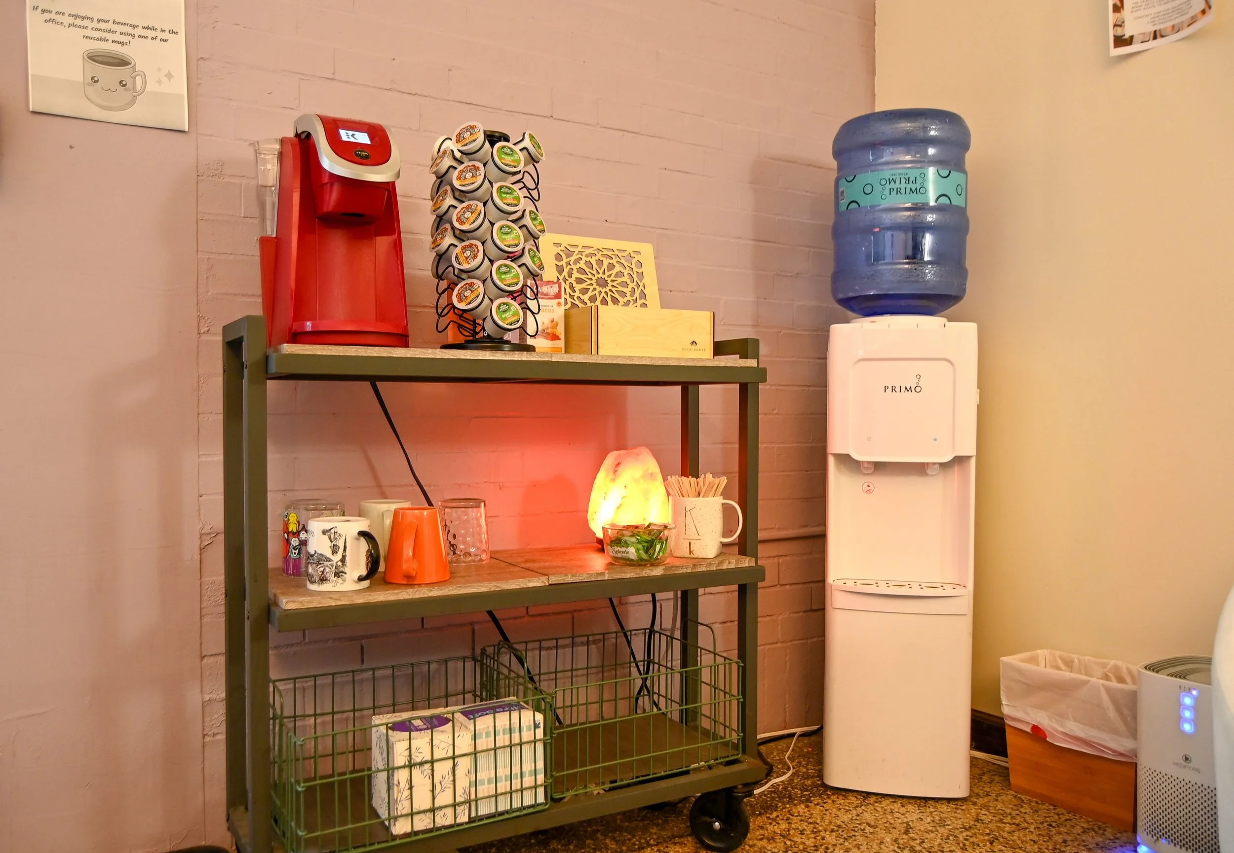 OFFICE: Complimentary beverage station