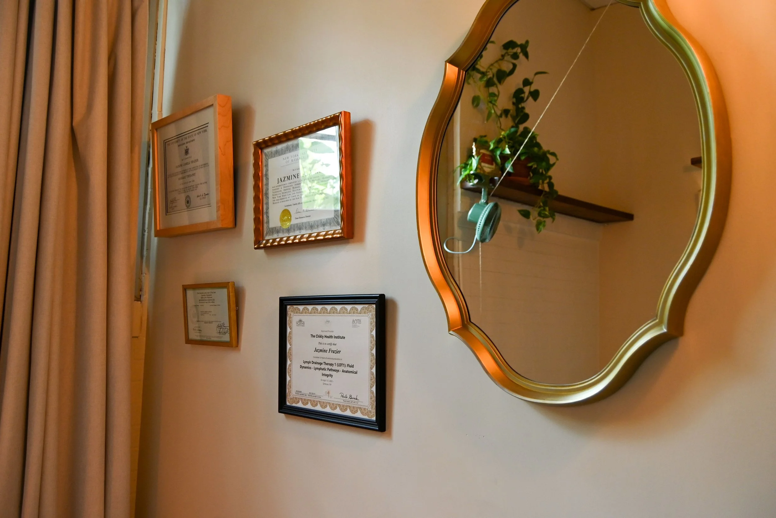 TREATMENT ROOM: Credential wall.