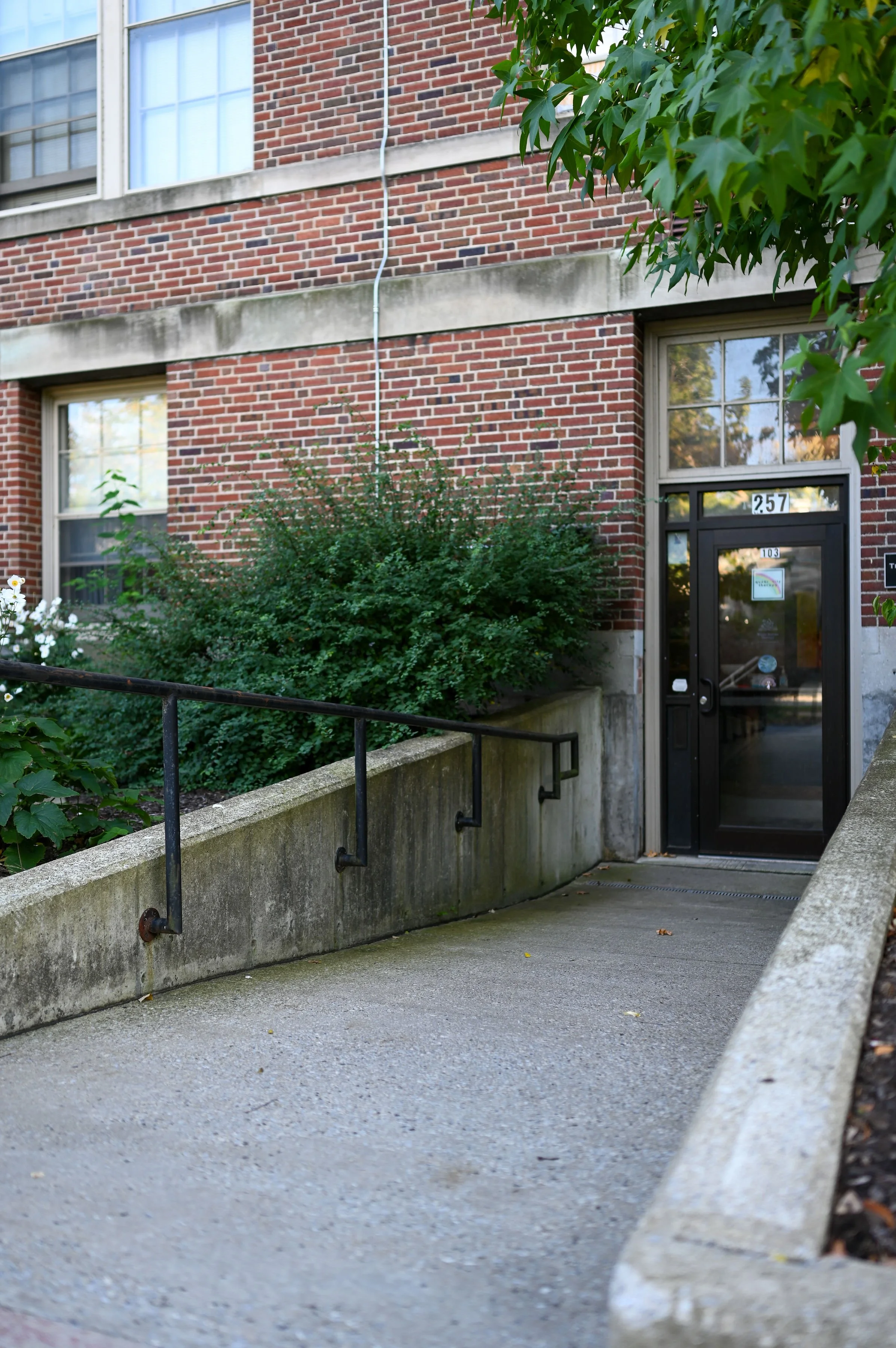 ENTERING THE OFFICE: The down ramp entrance to our office (Suite #103)